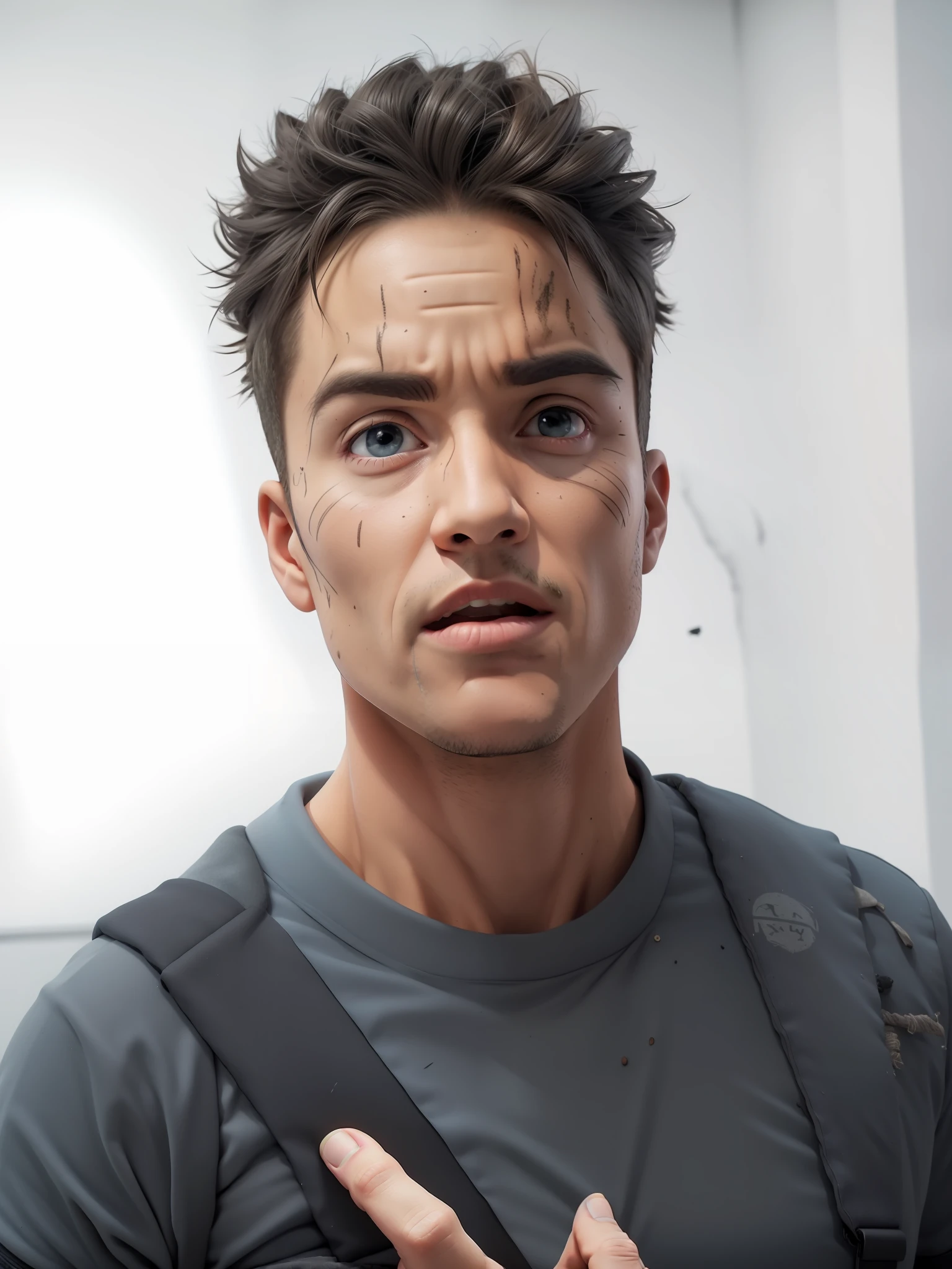 Homem musculoso em cena de guerra,strong lighting,4k