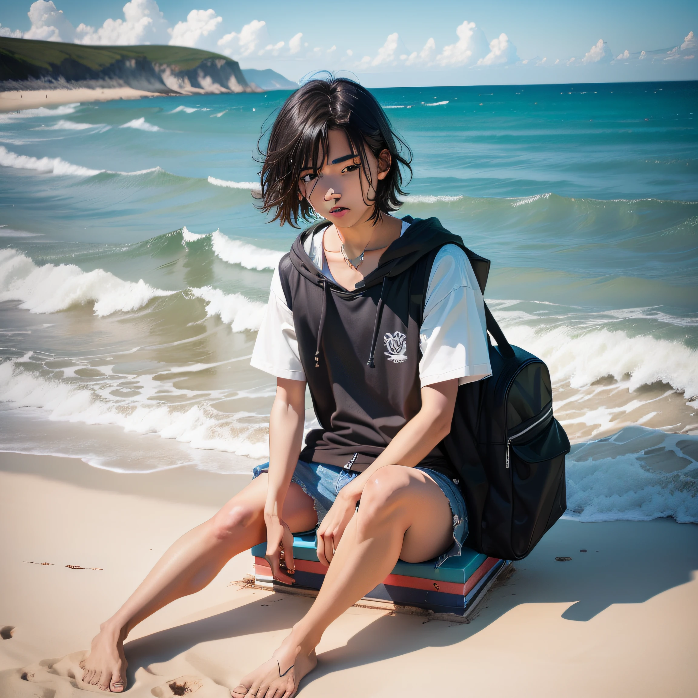 Two-dimensional style seaside ager --auto