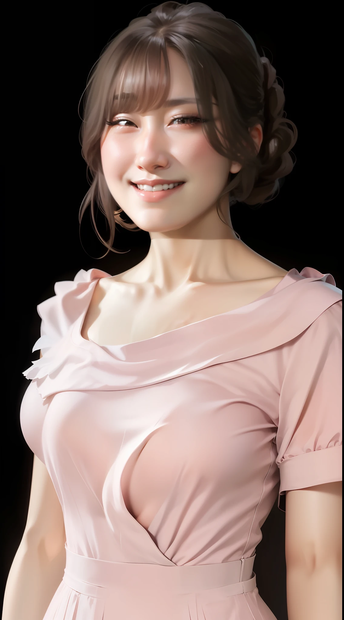Korean Women, goddes, (Dress), Light pink dress, Smallest dress, Tight Dress, Simple Cut Dresses, Perfect figure, Upper body, Ball head, fine skin texture and cloth texture, Detailed eye texture, Big eyes, detailed eyeball, long eyelashes, fine eyelashes close-up, Double eyelids, lightsmile, 8K, Highest image quality, masutepiece, 超A high resolution: 1.2, draped fabric, beautiful female photo with elegant style theme, Light pink, Light pink, Aravi woman in light pink dress, Photography mode, Soft fabric, Fine fabric texture, Dress, fluent dress, Elegant dress, Elegant dress, wearing dress, Elegant dress, wearing dress,