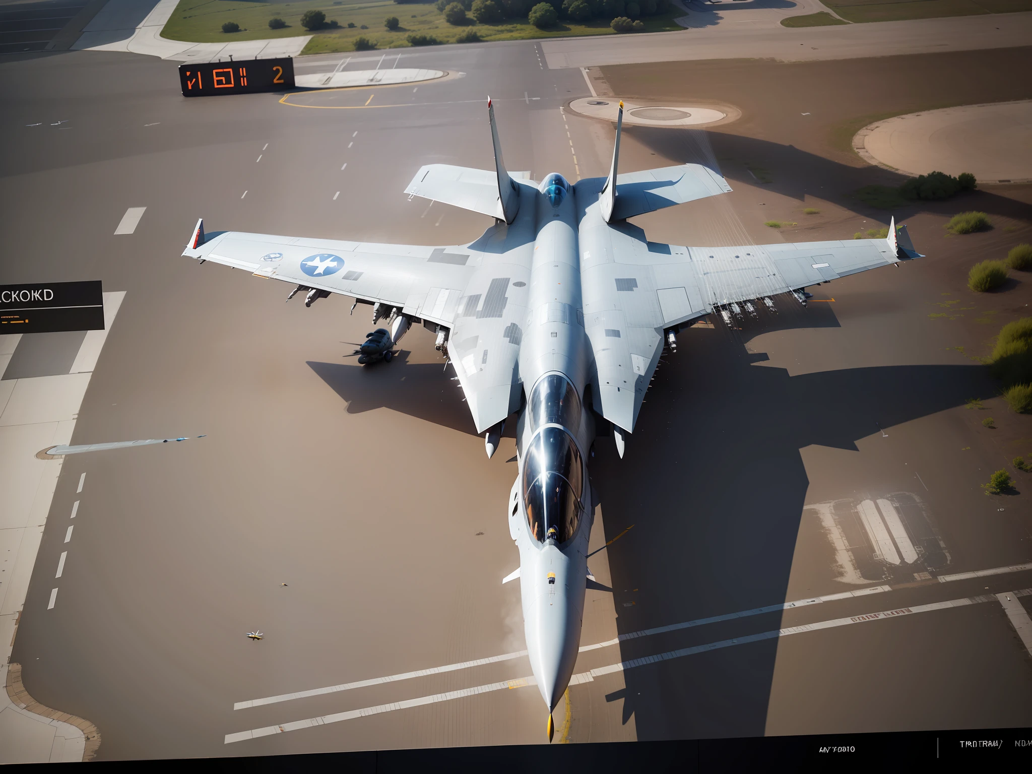 fighter jets,photorealestic,Ray traching,volumettic light,Screen bias,The background is the airport runway