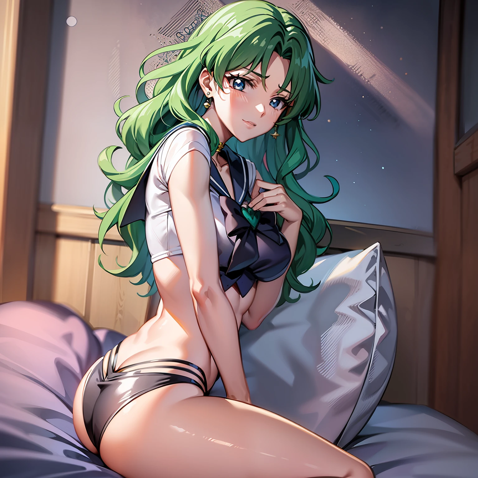 sailor neptune sem roupas sedutora com a bunda empinada, bumbum empinado, sem calcinha