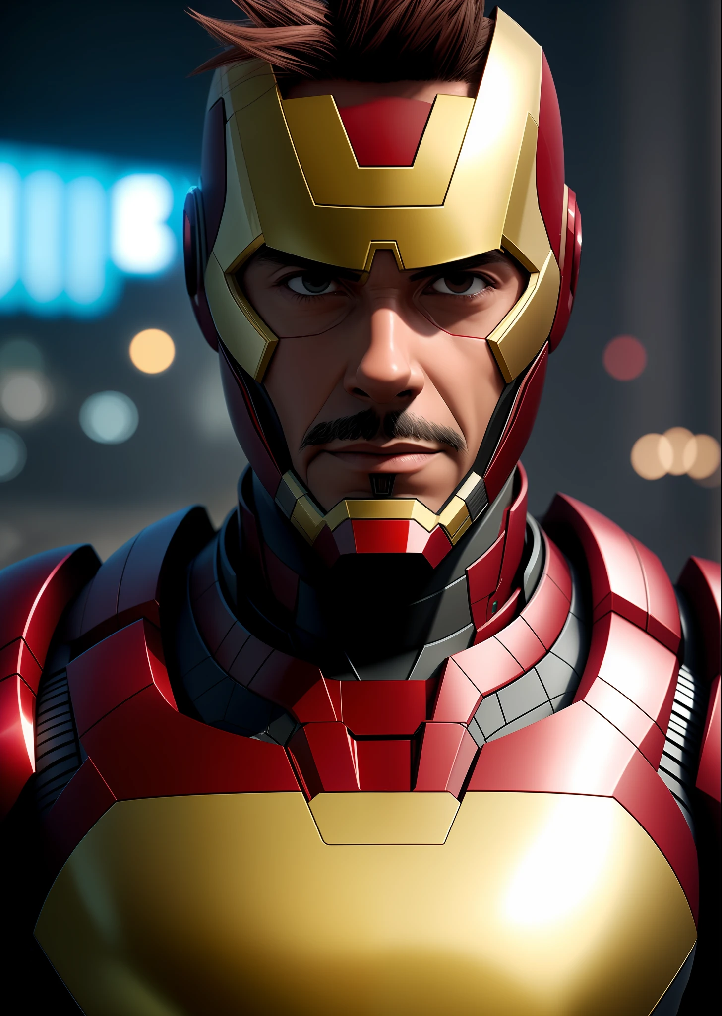 Metade Cara Homem de ferro , Metade Tony stark, Cyberpunk, Capuz, 8K.
