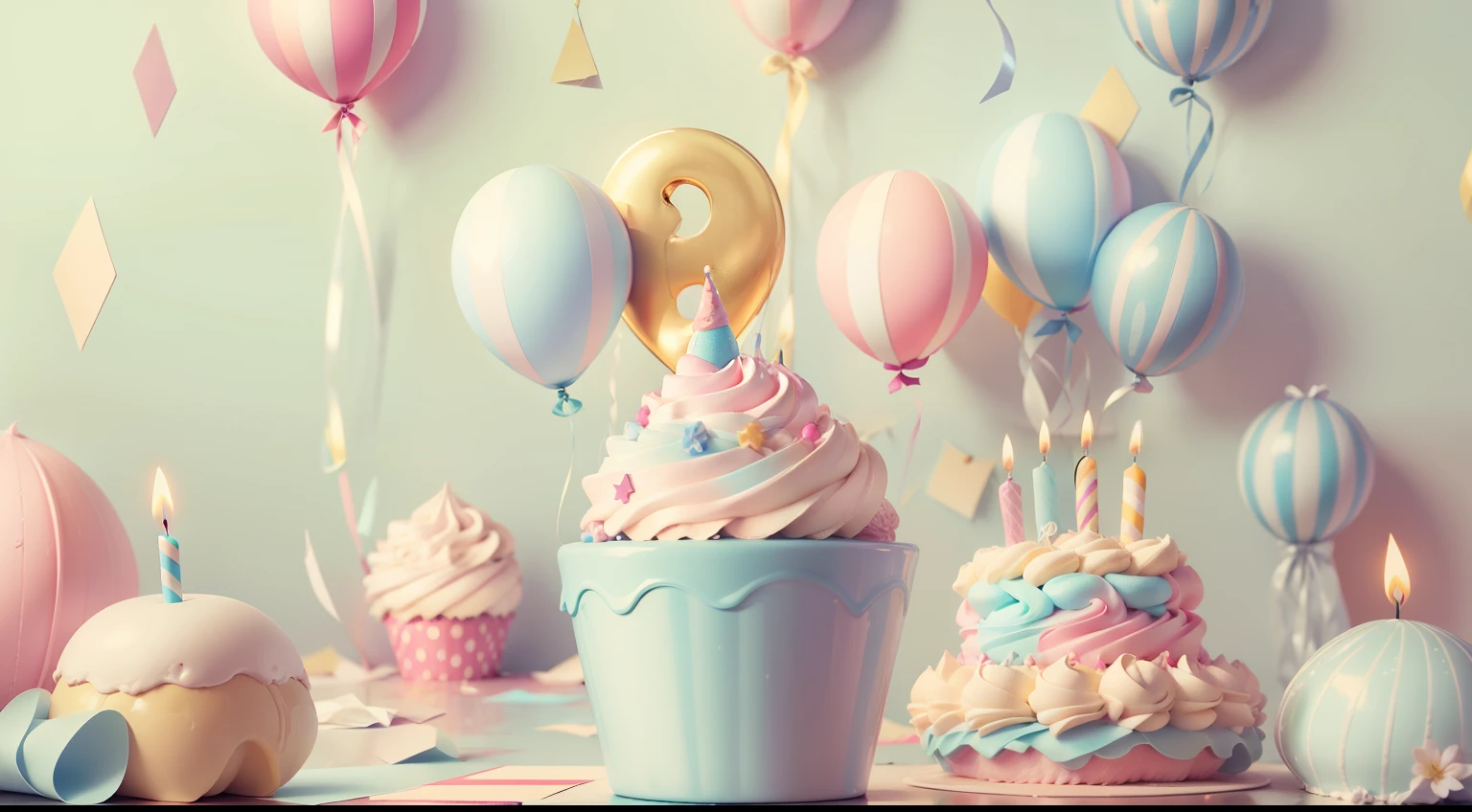 aesthetic birthday card, pastel coulor scheme
