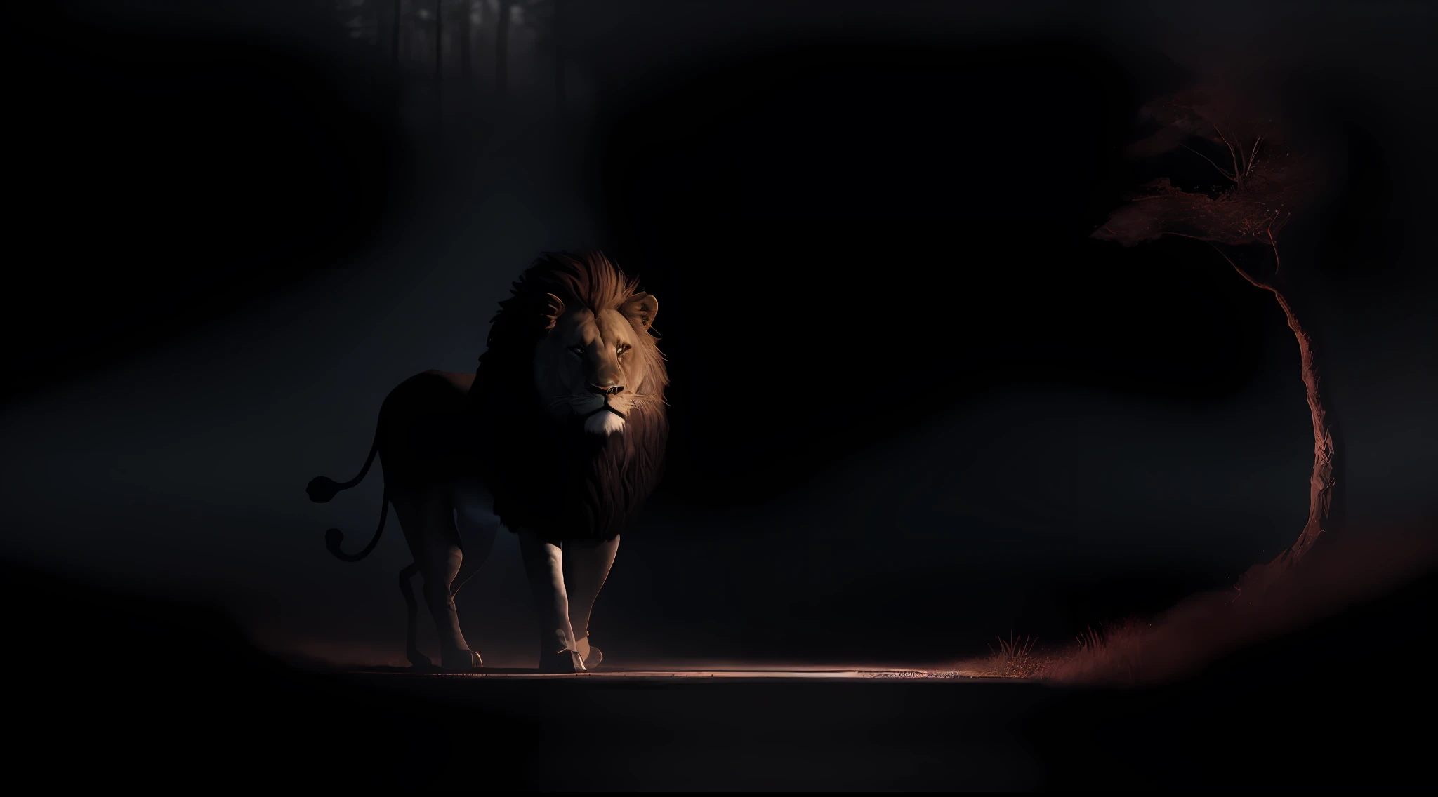 1 Shining lion walking in a dark and mysterious forest, fantasia e nevoeiro, Ray of sunshine coming through the tree, fotografiarrealista, fotografia, obra-prima, realista, Realismo, renderizado, Alto contraste, digital art photographyrealistic trend in Artstation 8k HD high definition detailed realistic, detalhado, textura da pele, hiper detalhado, Textura realista da pele, armadura, melhor qualidade, ultra alto nada, (fotografiarrealista: 1.4),, alta resolução, detalhado, fotografia crua, sharp re, by Lee Jeffries Nikon D850 film Stock Photography 4 Kodak Portra 400 camera F1.6 Rich Lenses Colors Hyper Realistic Texture Dramatic Texture UnrealEngine Trend in ArtStation CineStill 800,