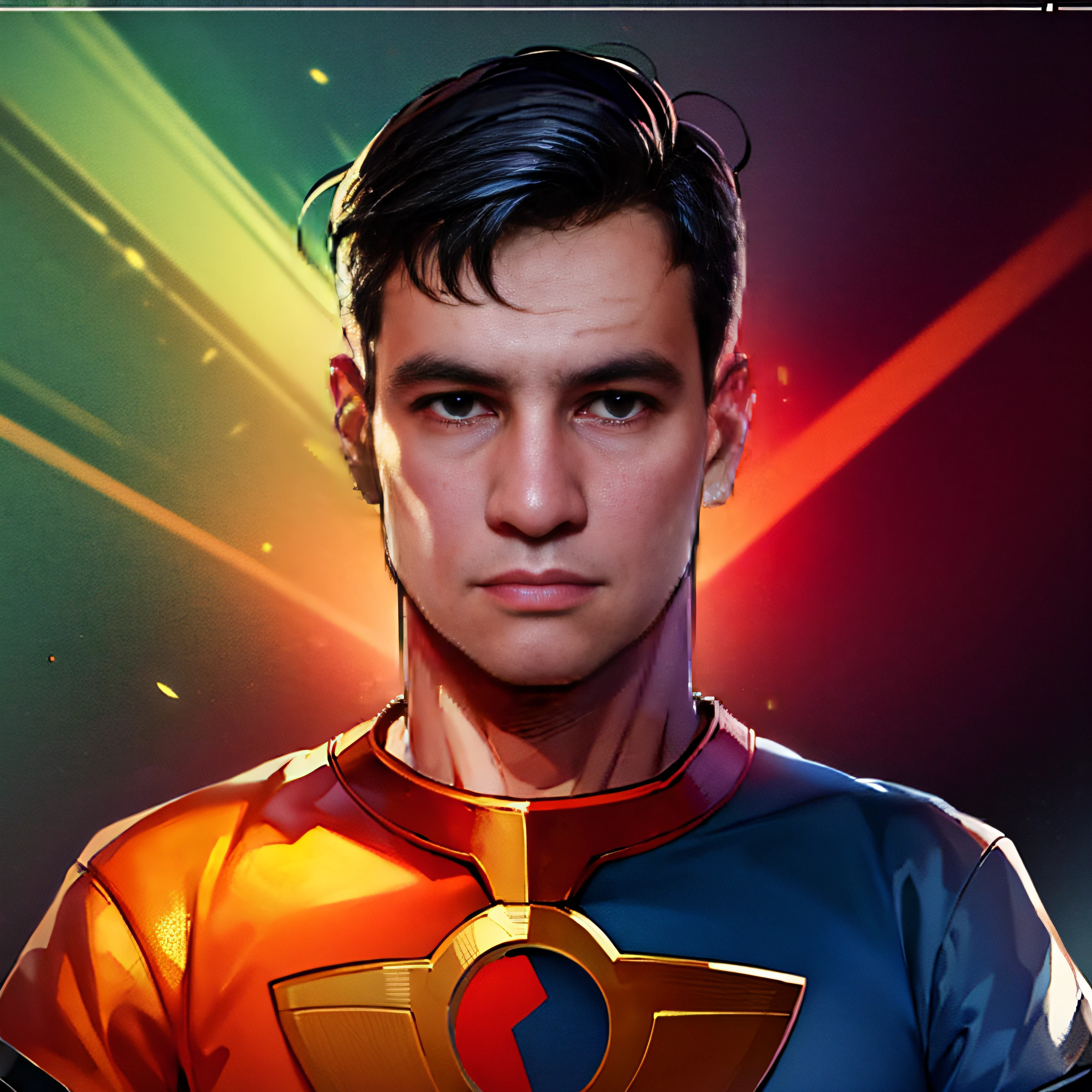arafed image of a man with a blue shirt and a red background, detailed vector style character portrait, character concept portrait of me, nerdy man character portrait, character headshot portrait, anime portrait of a handsome man, closeup character portrait, epic portrait illustration, character art portrait, character portrait of me, superhero portrait, character portrait closeup, character design portrait, highly detailed character