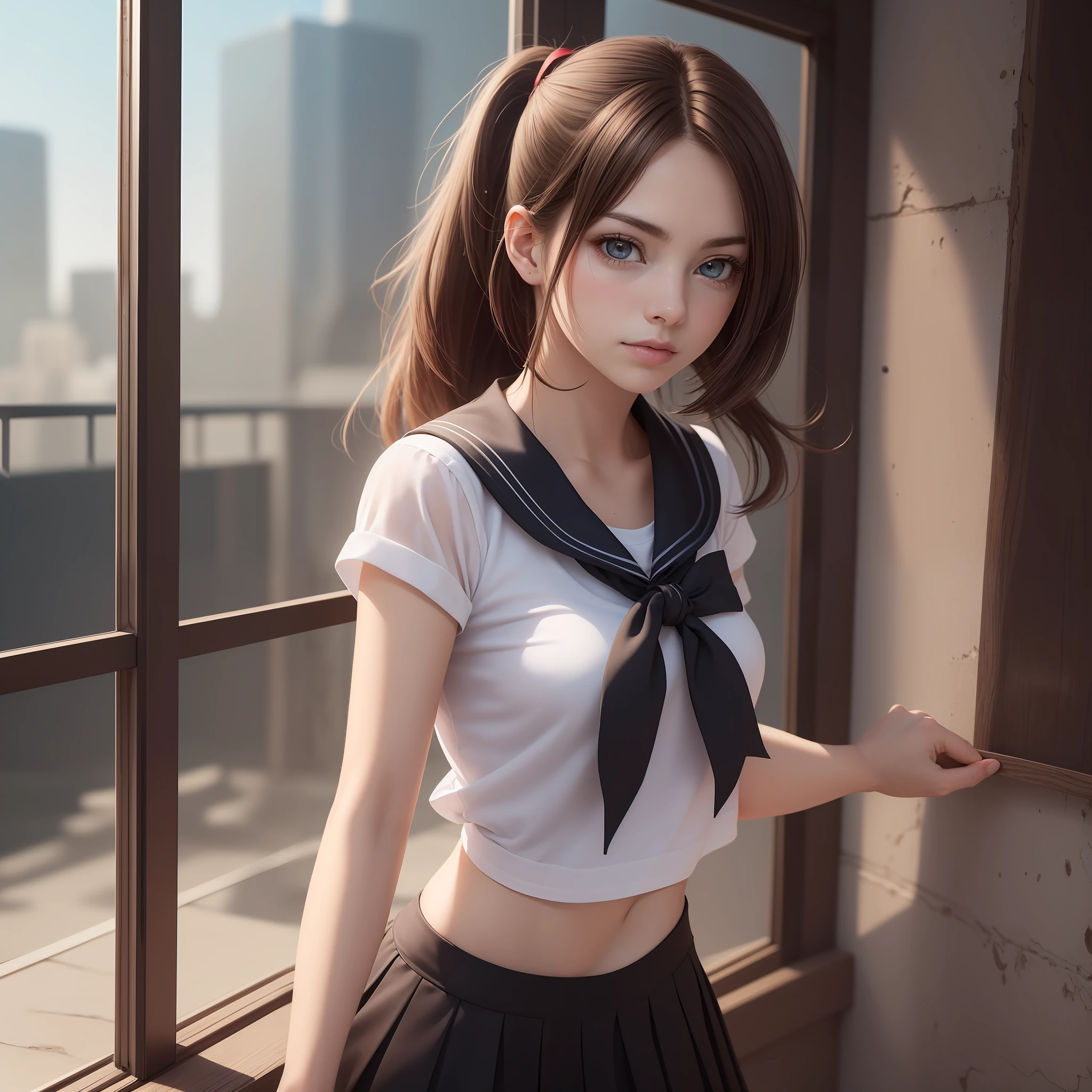 fotorrealista,Realistic illustration in Manga style,((Obra maestra)),((La mejor calidad)),((Ultra detallado)),((1girl)),((Only)),((waifu:1.5)), Perfect ???????,Lindo_cara,Excepcionalmente Beauty waifu Emma Stone como Tifa Lockhart Final fantasy 7 remake,in school girl uniform cosplay,ropa mojada,camiseta blanca,Minifalda Sailor,Calcetines negros,rojo-claro_ojos,cabello ondulado,delineador,Maquillaje lindo ,((Ojos detallados perfectos)),Ciudad Cyberpunk,lluvioso afuera,Noche,((Extremadamente CG Unidad 8K Fondo de pantalla)),Detalles intrincados,Extremely beautiful and aesthetic,Renderizado de octanaje,Retrato de cuerpo entero,damp skin,( (Cuerpo detallado perfecto)),