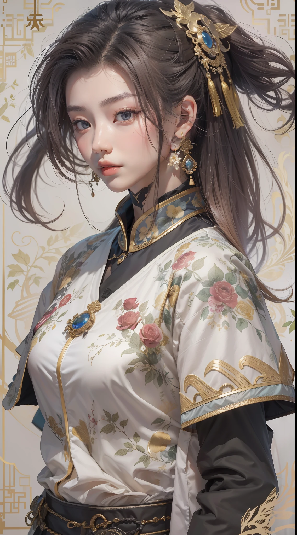 best qualtiy,tmasterpiece,超高分辨率,(realisticlying:1.4),xiuxian,arma,Detal Face, 1girll,独奏,arma,,(Magical Circle:1.2),xiuxian,The upper part of the body,a beauty girl,east asian architecture,Jacket,buliding,