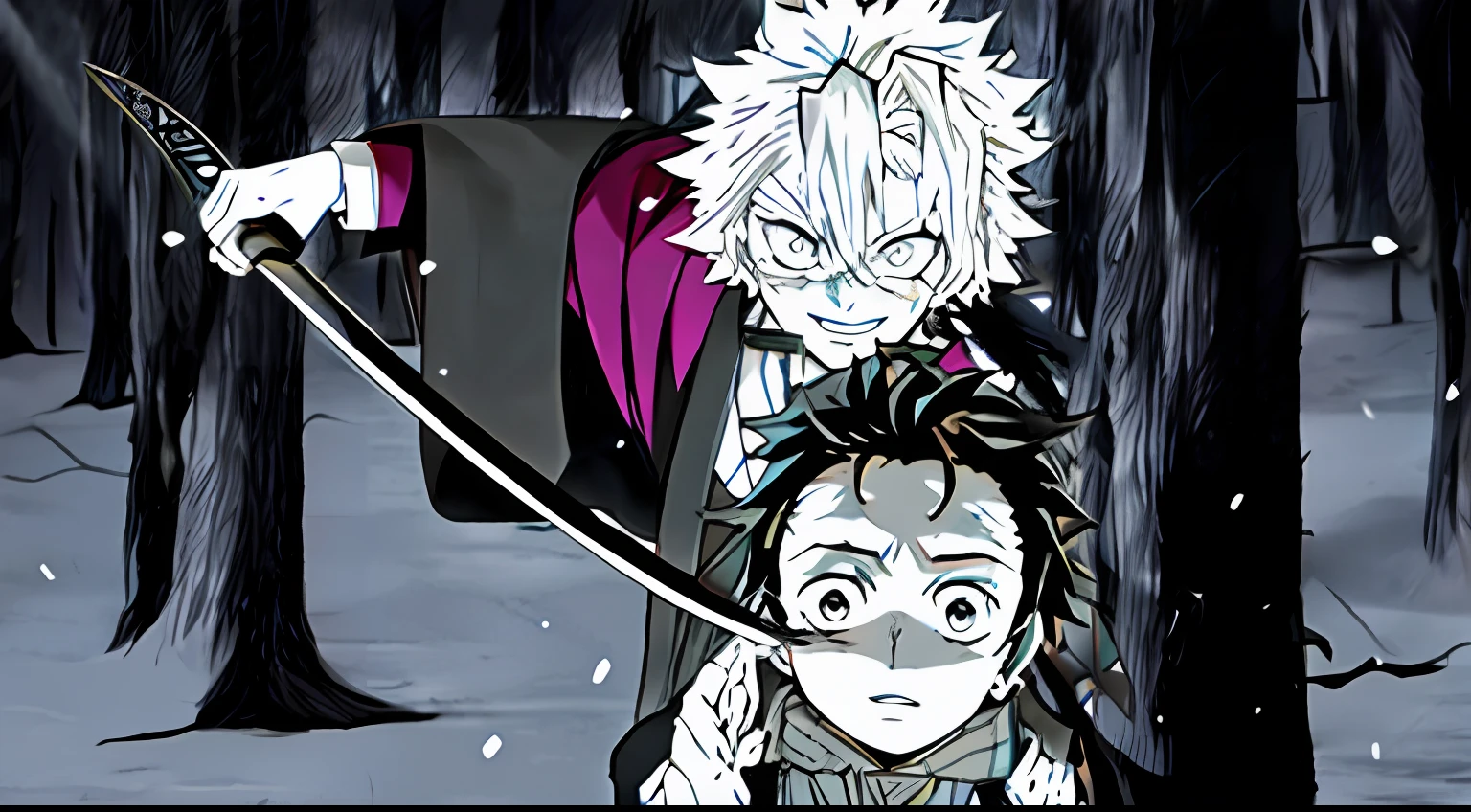 personagens de anime em uma floresta nevada com uma espada, Kimetsu no yaiba, Demon Slayer art style, Anime de hoje ainda em destaque, Demon Slayer, 2 0 2 1 anime, Principais visuais de anime, Ainda de anime de TV, 2 0 1 9 anime, ainda de anime, visual chave, anime oficial ainda, capa de anime, Captura de tela do filme de anime --auto