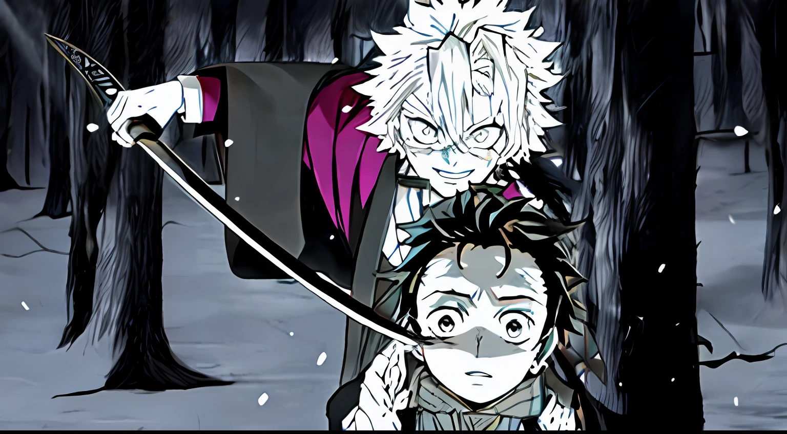 personagens de anime em uma floresta nevada com uma espada, Kimetsu no yaiba, Demon Slayer art style, Anime de hoje ainda em destaque, Demon Slayer, 2 0 2 1 anime, Principais visuais de anime, Ainda de anime de TV, 2 0 1 9 anime, ainda de anime, visual chave, anime oficial ainda, capa de anime, Captura de tela do filme de anime --auto