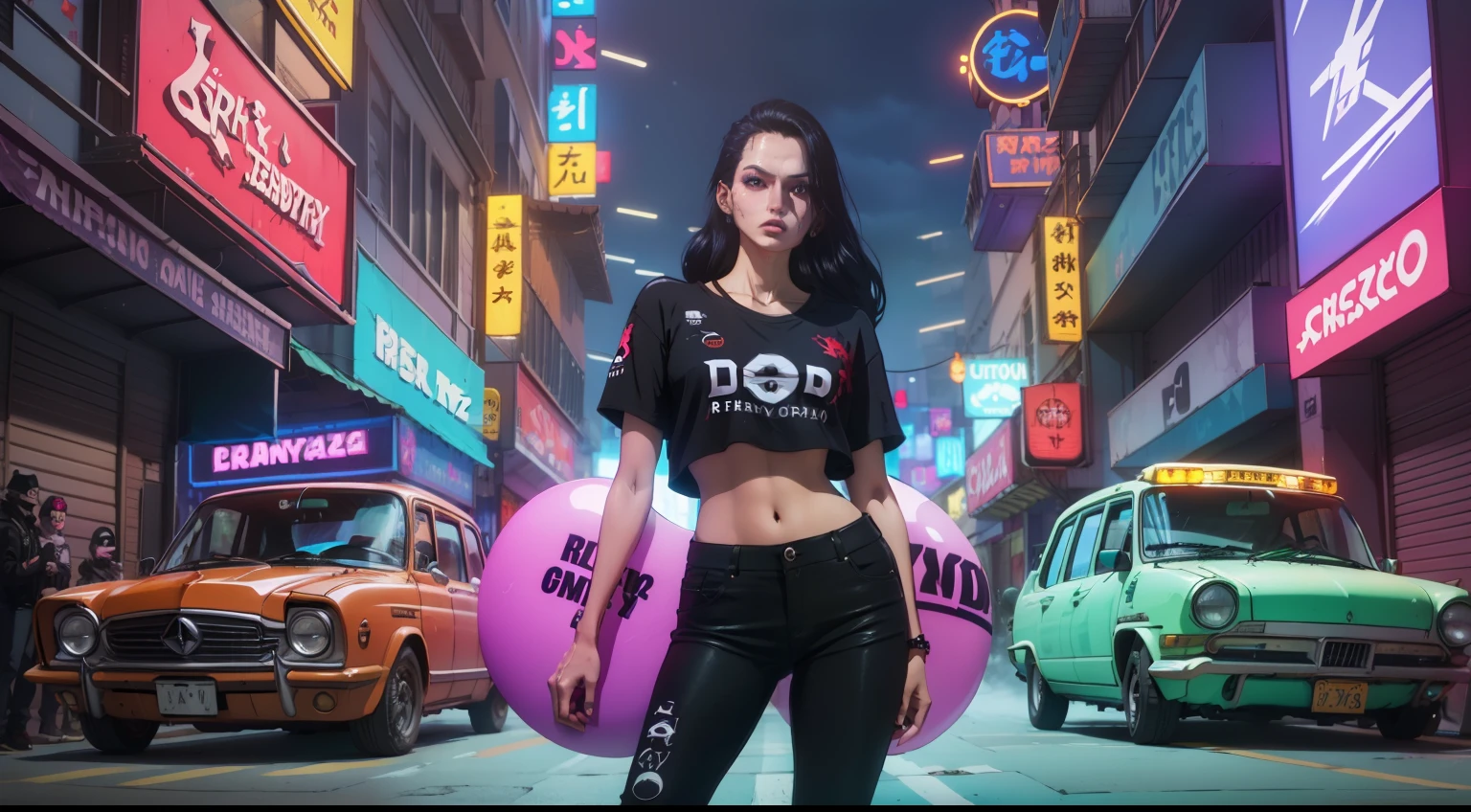 zorro usando camiseta deportiva roja y pantaloneta deportiva negra, lanzando un frisbee, luces futuristas, En Cyberpunk City, Ciudad ciberpunk futurista, cyberpunk dreamscape, Broken psychedelic streets, neon strawberry, desorden, High detail, Arte conceptual, claroscuro, perspectiva, surrealismo, UHD, La mejor calidad, Altas Resoluciones