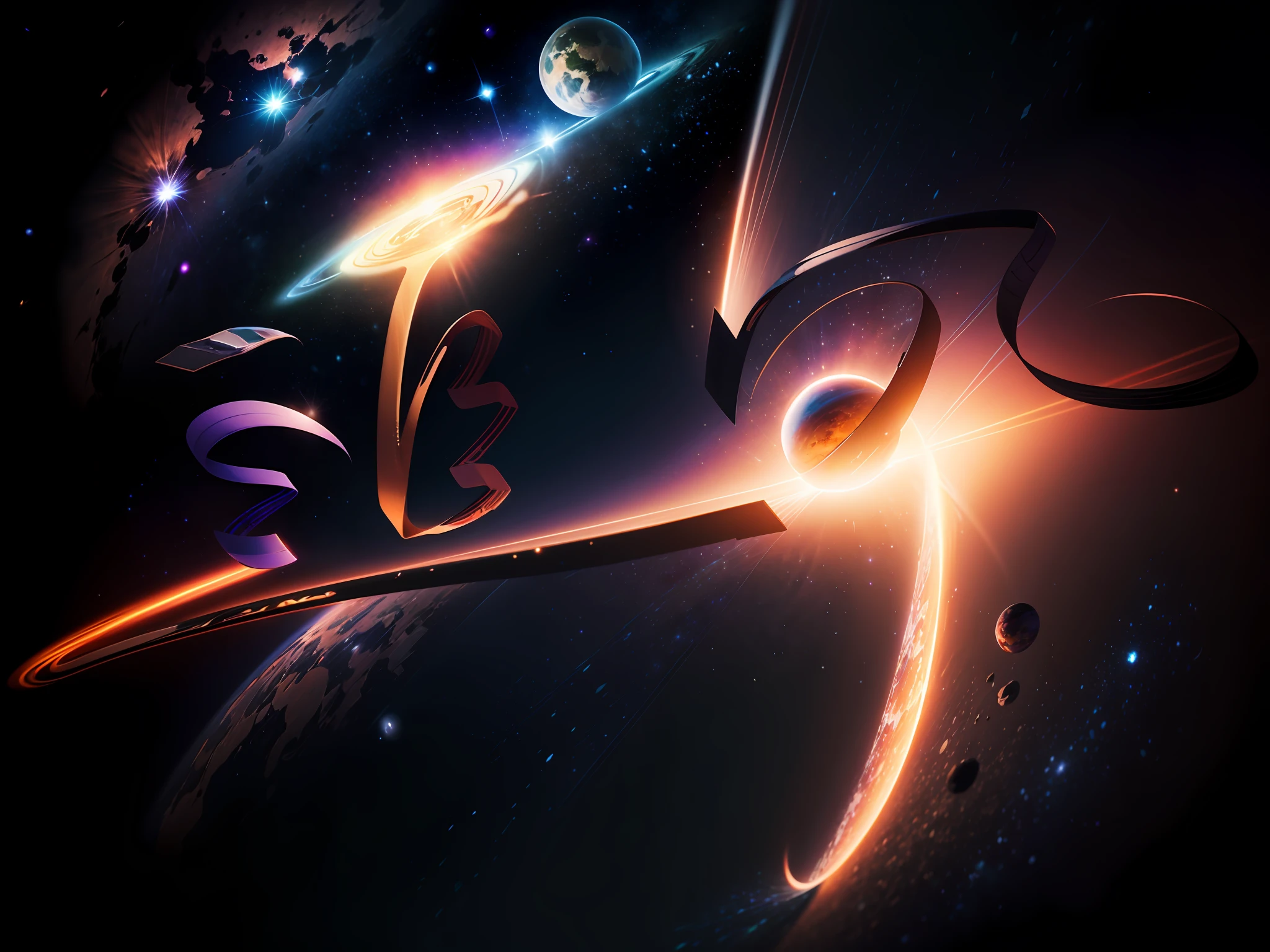kosmos, galaxias, Purple and light orange dust theme, Medium planet, Mini stars on the background, black space, the space, Vignette, (A high resolution), (8K)