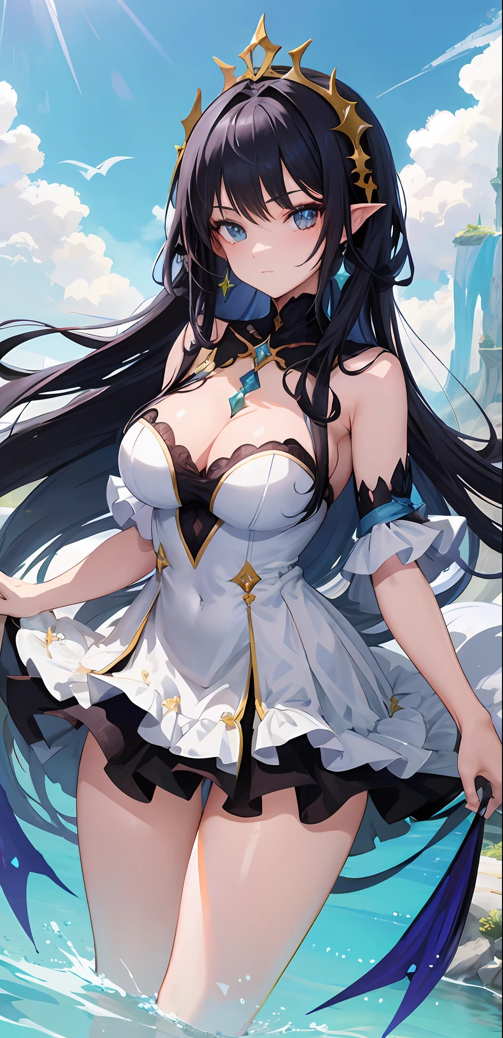 uma mulher em uma roupa preta e dourada com abelhas voando ao seu redor, deusa anime, Artgerm extremamente detalhado, anime sedutora, menina loira com cabelo longo, Succubus em vestido curto apertado, Deusa loira, fofosexyrobutts, Melhor Avaliado em Pixiv, 8k arte detalhada de alta qualidade, ((uma bela imperatriz fantasia)), mulher bonita sedutora do anime