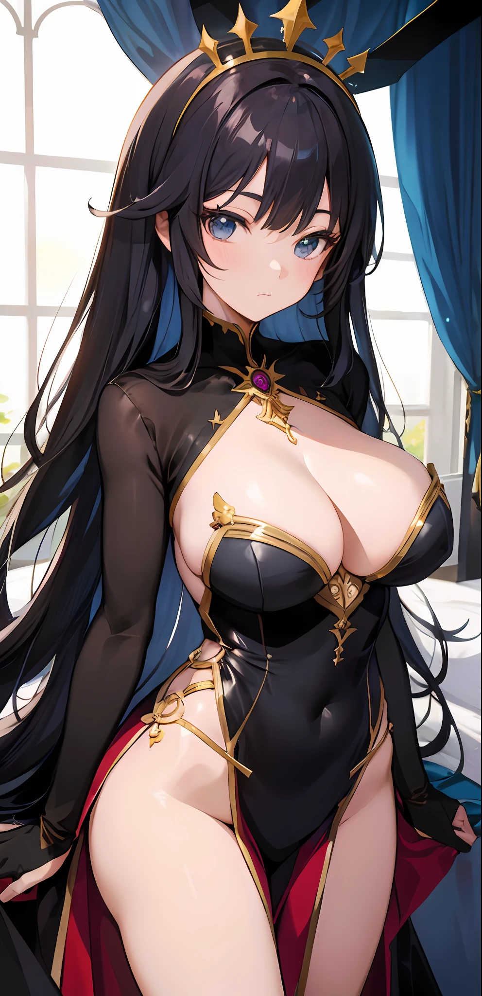 uma mulher em uma roupa preta e dourada com abelhas voando ao seu redor, deusa anime, Artgerm extremamente detalhado, menina anime sedutora, menina anime loira com cabelo longo, Succubus em vestido curto apertado, Deusa loira, fofosexyrobutts, Melhor Avaliado em Pixiv, 8k arte detalhada de alta qualidade, ((uma bela imperatriz fantasia)), mulher bonita sedutora do anime