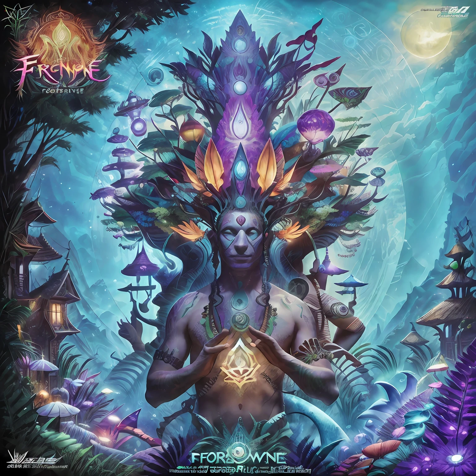 capa de album psytrance forest sobre folclore brasileiro