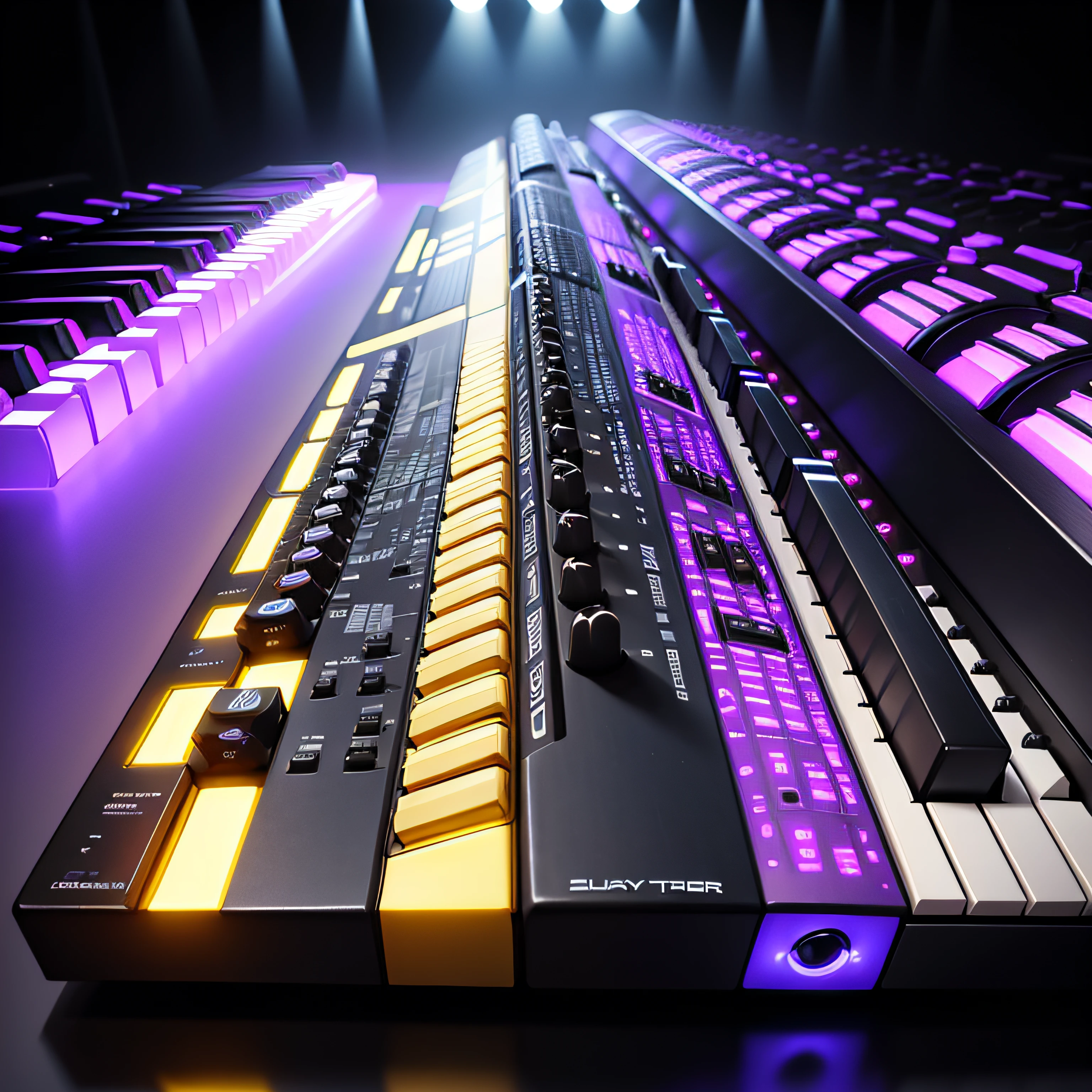 just the two of synthesizer bass keyboards facing each other in simple shades of EDM --auto