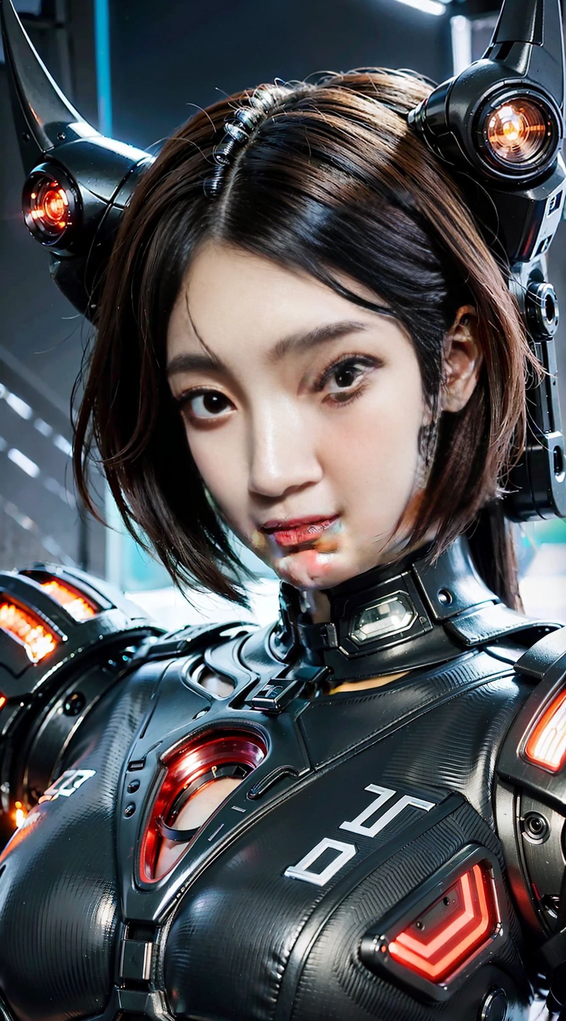 Close-up of a woman in a futuristic costume - futuristic headdress, Digital cyberpunk anime art, cyberpunk anime girl mech, Hyper-realistic cyberpunk style, girl in mecha cyber armor, female cyberpunk anime girl, Cute cyborg girl, cyberpunk anime girl, trending on cgstation, cyber universe style, dreamy cyberpunk girl, portrait anime space cadet girl