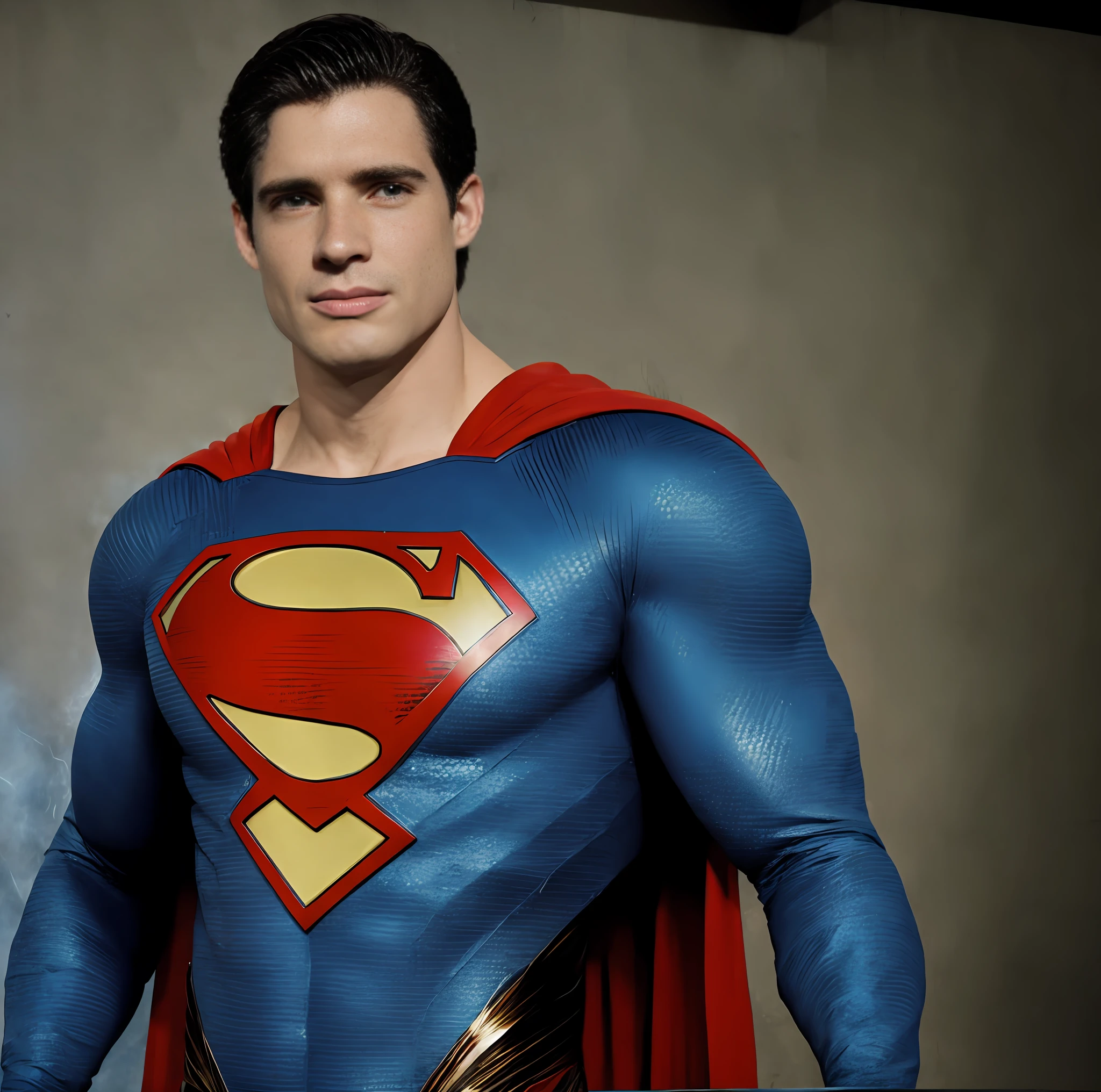 David Corenswet como Superman, imagem realista, detalhes intricados, full hd, 4k, ruido de filme