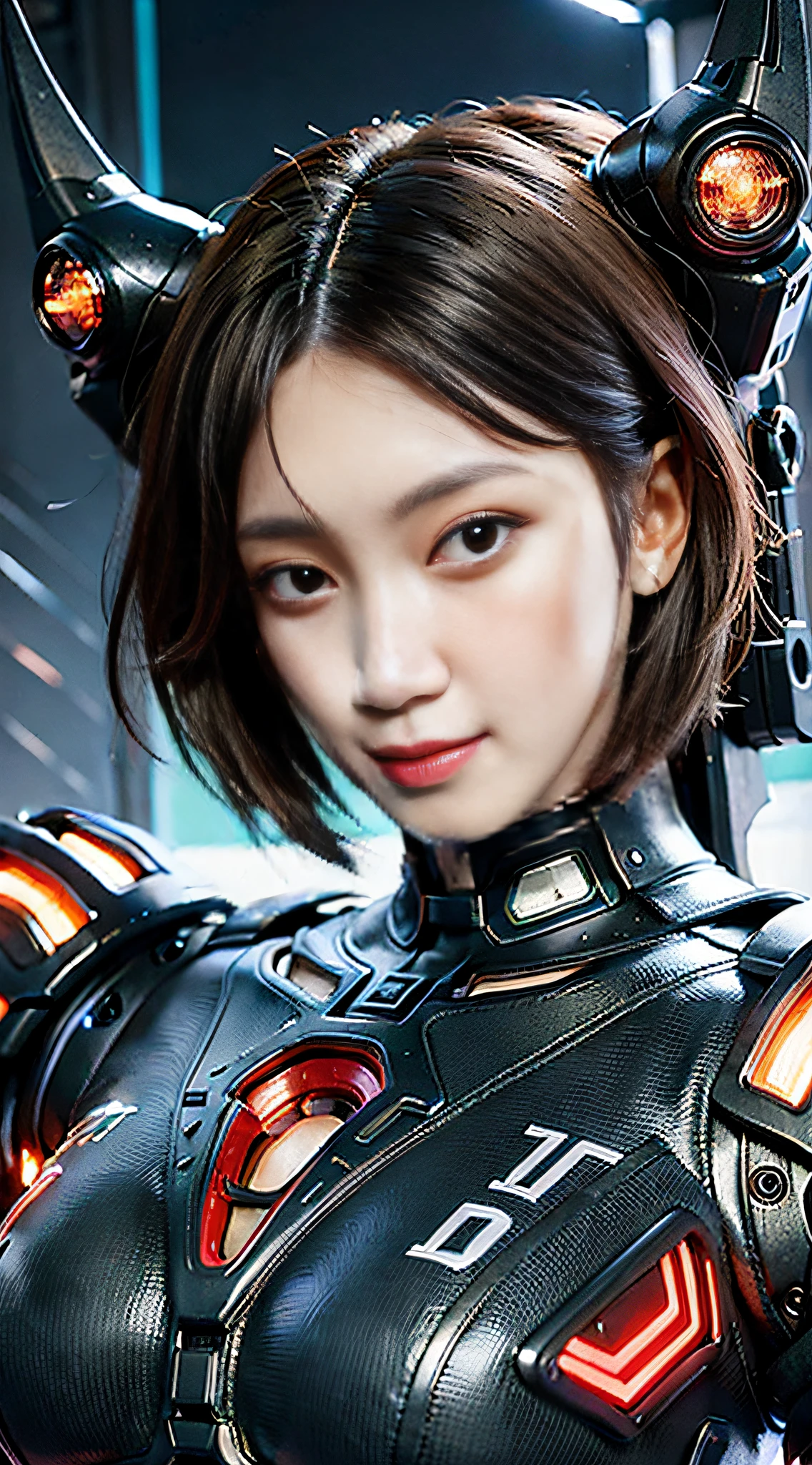 Close-up of a woman in a futuristic costume - futuristic headdress, Digital cyberpunk anime art, cyberpunk anime girl mech, Hyper-realistic cyberpunk style, girl in mecha cyber armor, female cyberpunk anime girl, Cute cyborg girl, cyberpunk anime girl, trending on cgstation, cyber universe style, dreamy cyberpunk girl, portrait anime space cadet girl