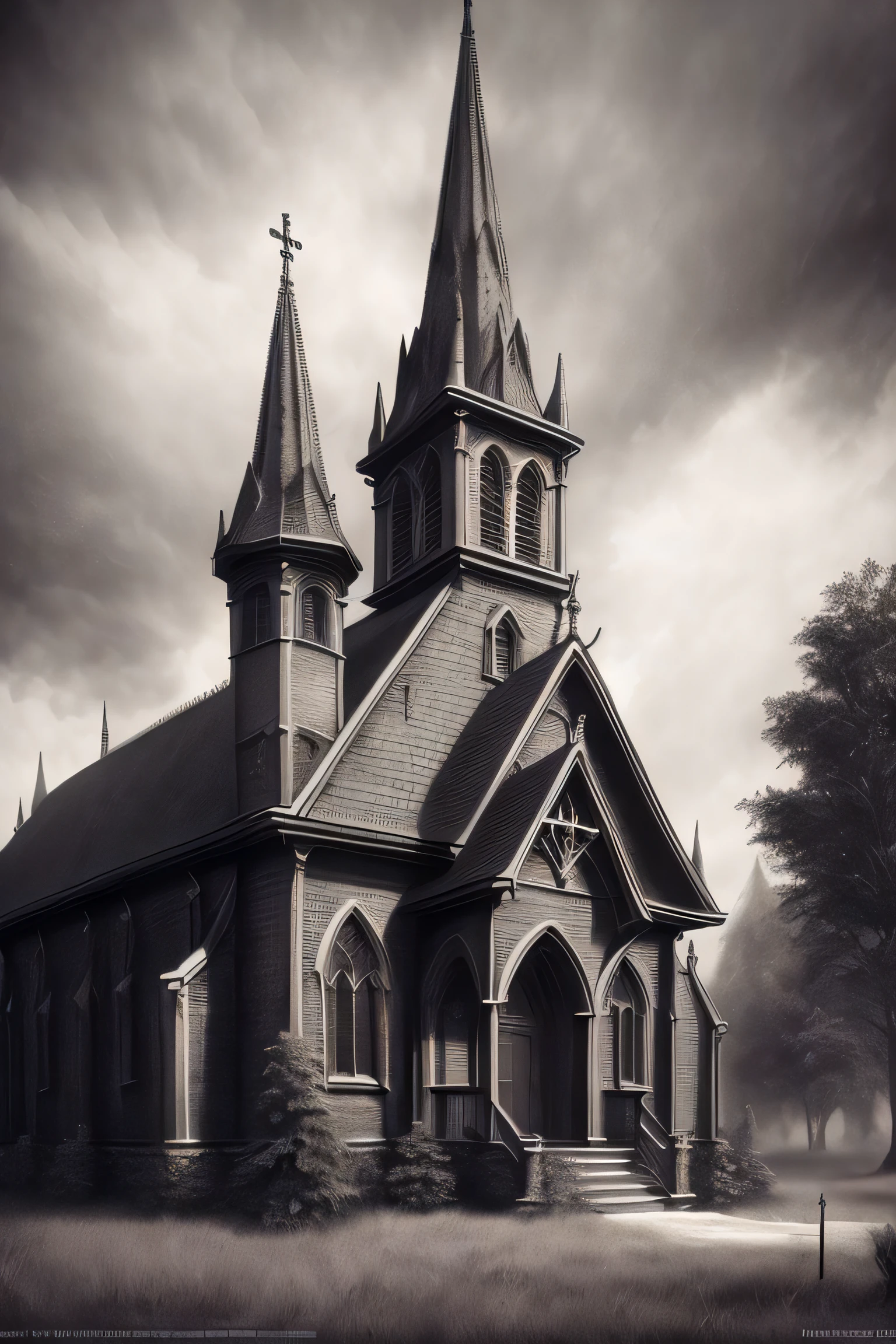 realistic, masterpiece, professional photograph church, gothic, dark fantasy,  ((detailed)), ((extremely detailed)), ((photorealistic:1.4)), (film grain),