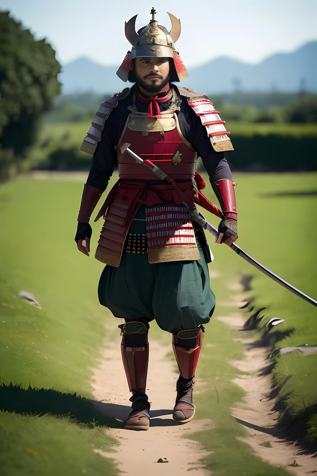 arafed man in a samurai costume walking down a path, dressed in samurai armour, samurai outfit, clothed in old samurai uniform, as samurai, samurai warrior, japanese samurai, japanese warrior, samurai style, wearing samurai armor, samurai, epic samurai warrrior, samurai armor, samurai man vagabond, samurai portrait photo, ancient japanese samurai