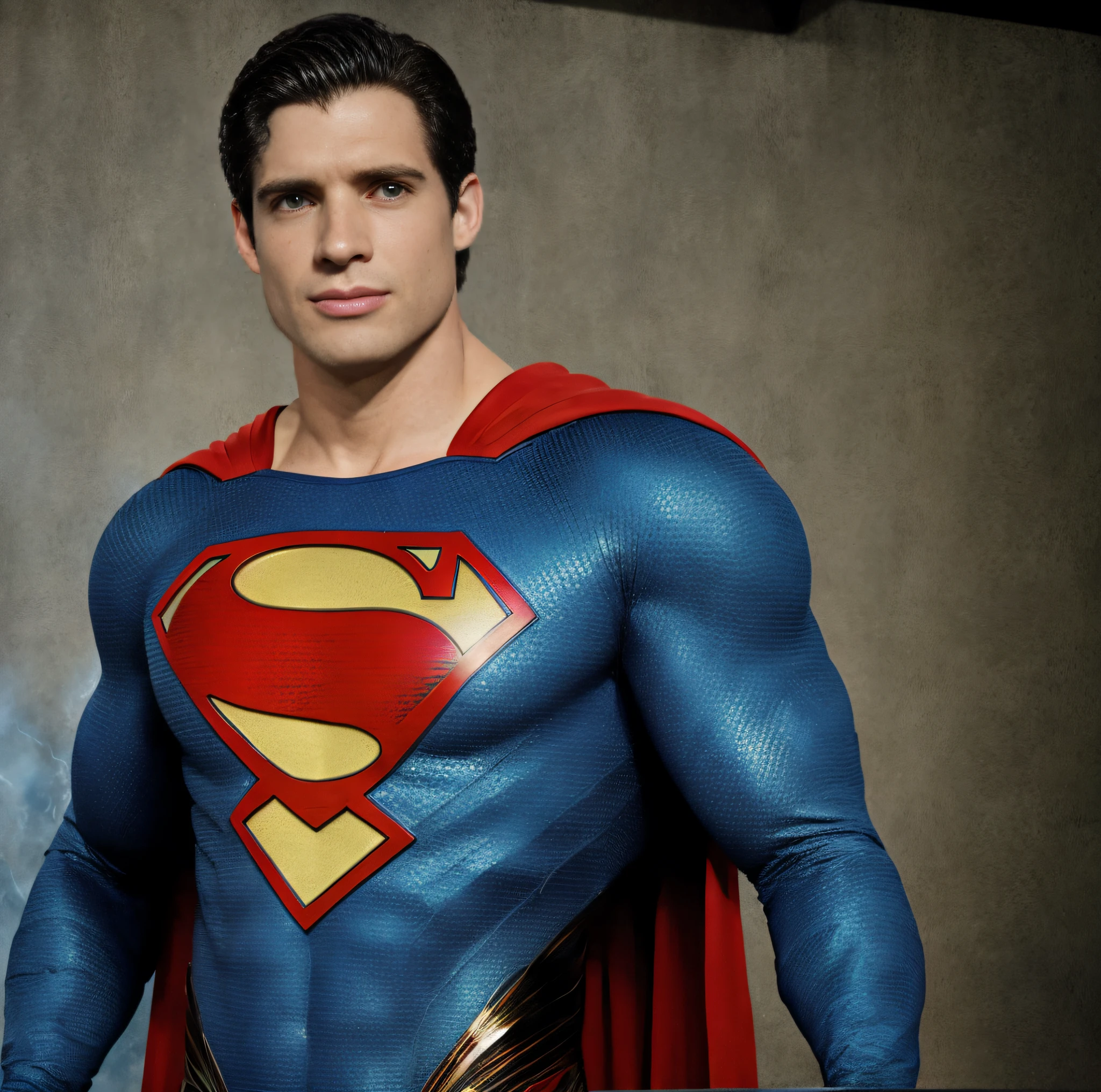 David Corenswet como Superman, imagem realista, detalhes intricados, full hd, 4k, ruido de filme