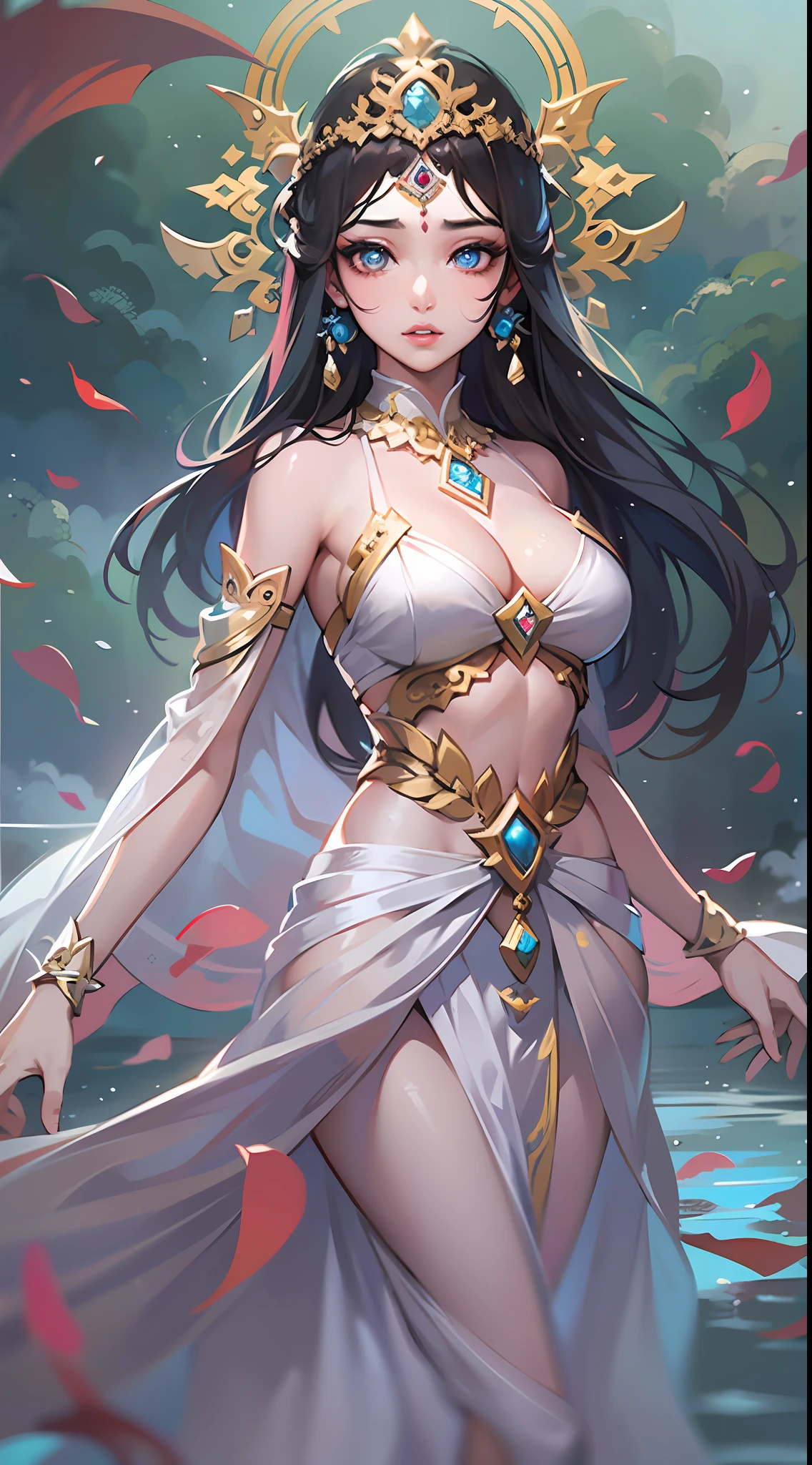 Asian princess godess, most beautiful girl in the world, ((with the most beautiful face, body, hair, eyes, lips)), and the most celestial outfit, stunning art and so unique that is mesmerizing and enchanting for everyone