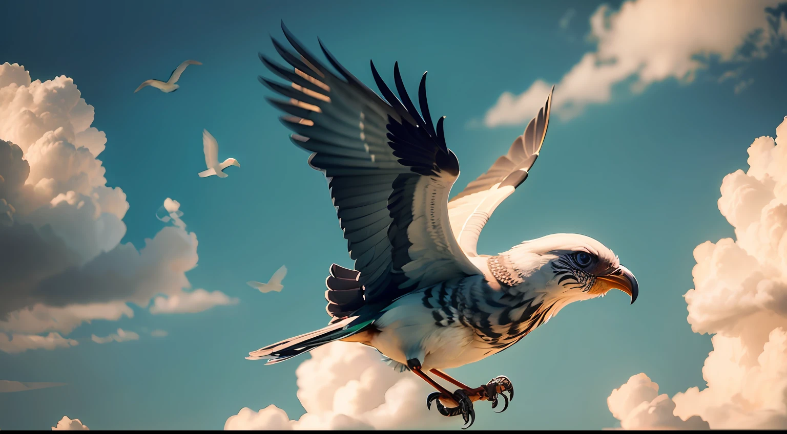 A bird flying in an open sky, representando a liberdade. --auto