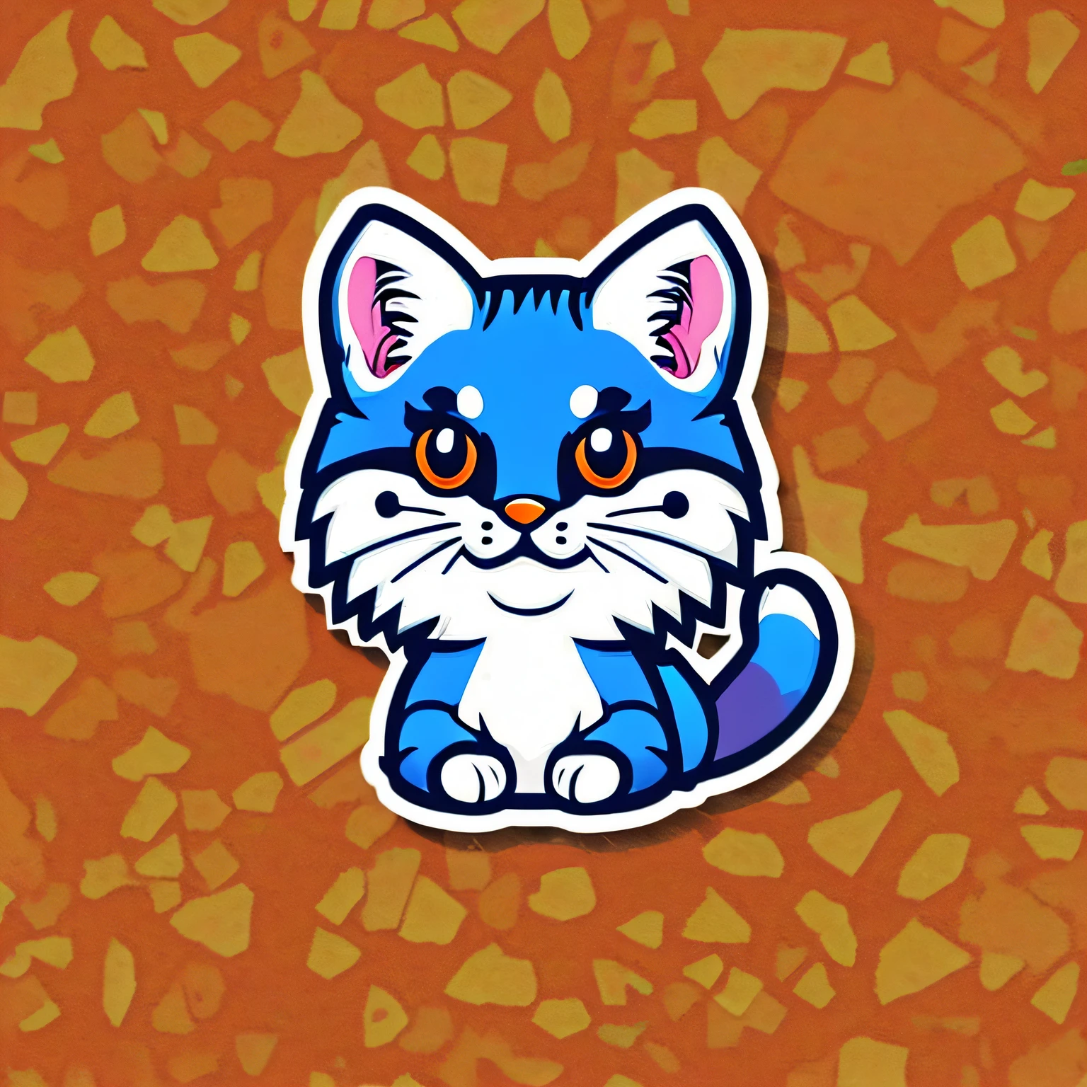 STICKER, A detailed illustration a print of vivid cute kitten head, fantasy flowers splash, vintage t-shirt design, in the style of Studio Ghibli, white and orange flora pastel tetradic colors, 3D vector art, cute and quirky, fantasy art, watercolor effect, bokeh, Adobe Illustrator, hand-drawn, digital painting, low-poly, soft lighting, bird's-eye view, isometric style, retro aesthetic, focused on the character, 4K resolution, photorealistic rendering, using Cinema 4D