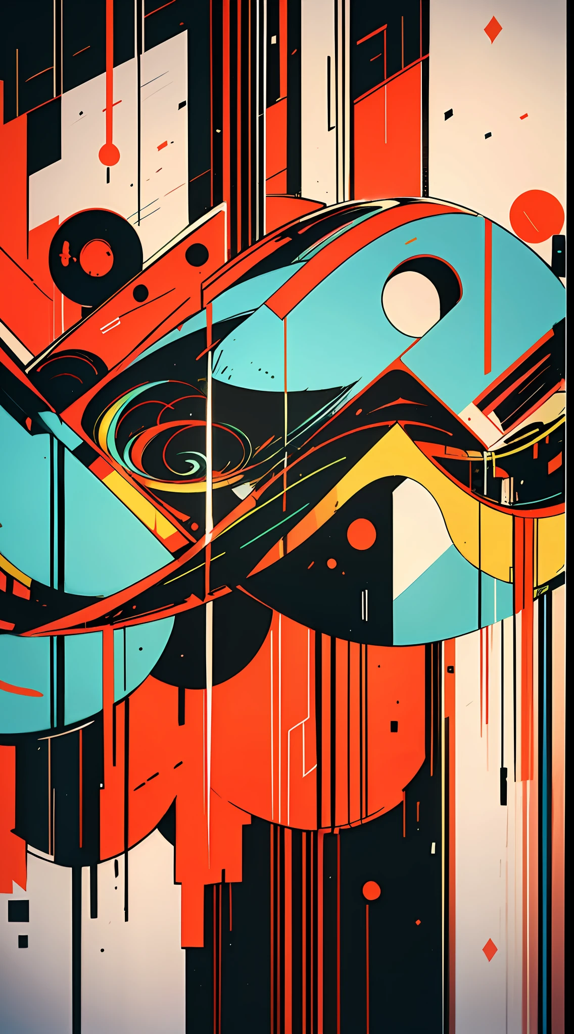 formato sticker alto colante, Misto-idioma_Texto, letras japonesas em graffit destaque, formas tribal abstrata