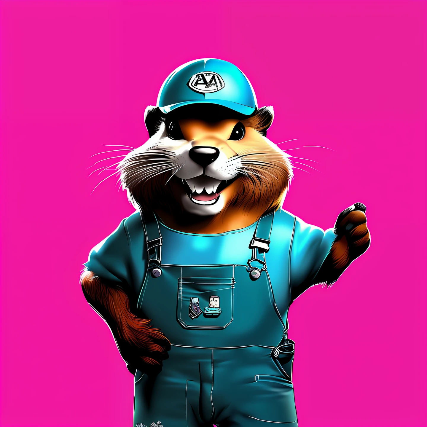Sketches of a technician-shaped beaver body head with mechanic's overalls in blue color ,folded arms,smiling looking with positive sign with hand high quality character design, arte de design de personagem, arte infantil em artstation, design de personagem altamente detalhado, arte conceitual em 3d, design de personagem, design de personagem profissional, arte conceitual de design de personagem, Colorful concept art design illustration, arte de conceito de personagem, design de personagem estilizado, [ design de personagem
