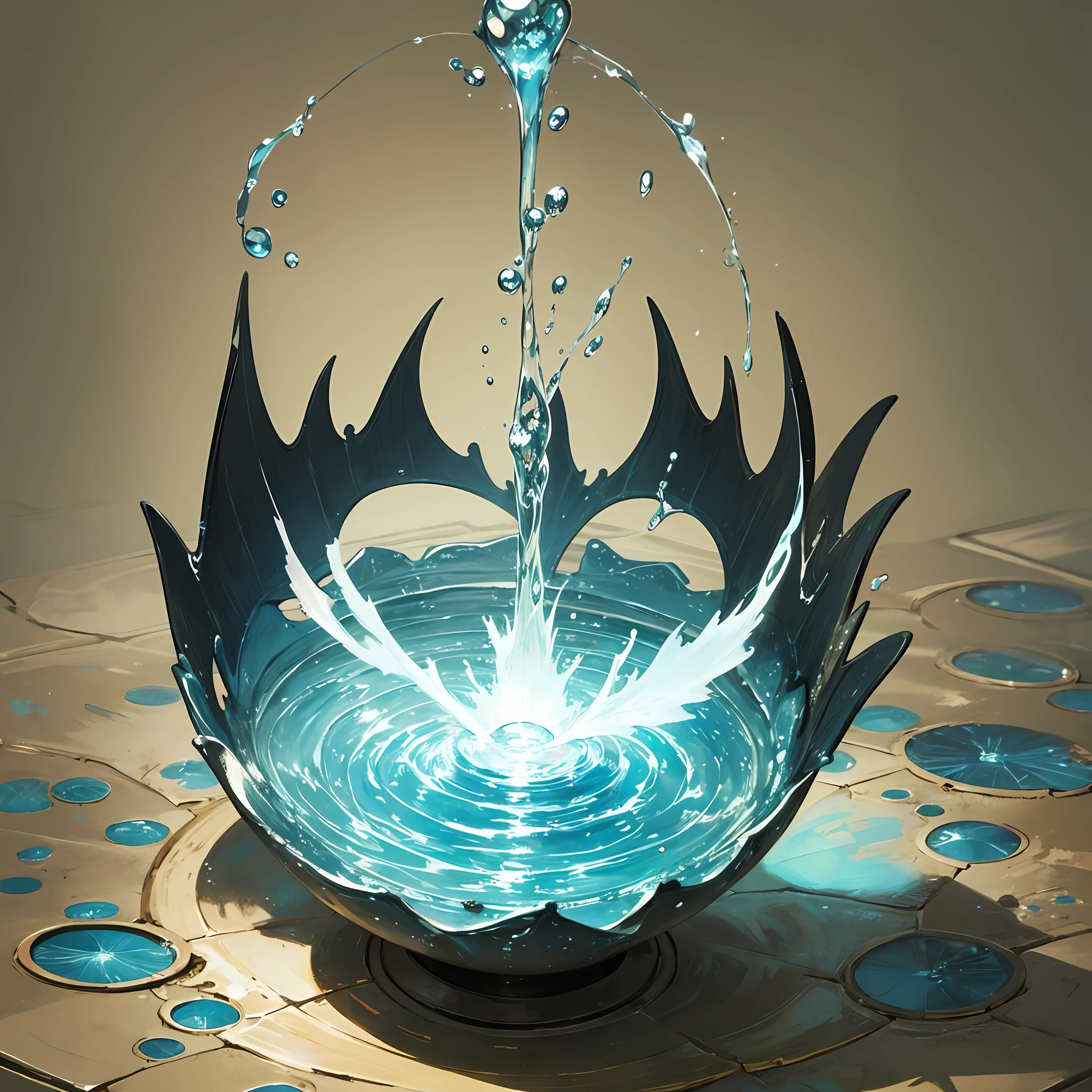 best qualtiy,tmasterpiece,Need,((A sealed demon water magician)),guarding,Water surrounds,supporting,Hearthstone painting style,Funny expressions,Non-human(Soil attribute 1.2),Flattening(1.4),Textured,Dark simple background --auto --s2