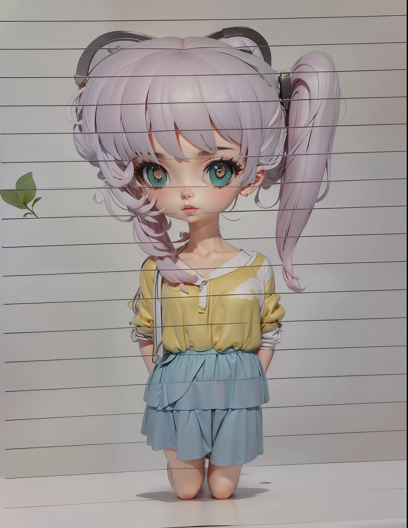 Estilo anime, ultra realista, cabelo rosa escuro e olhos verdes, batom vermelho