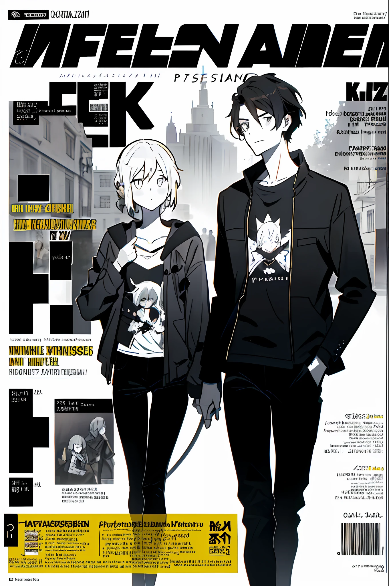 1girls, SFW, Kopf, kurze Hose, Jacke, (Illustration im Magazin-Cover-Stil einer modischen Frau in einem lebendigen Outfit, die vor einem farbenfrohen und dynamischen Hintergrund posiert. Sie hat einen selbstbewussten Gesichtsausdruck und posiert. Der Text auf dem Cover sollte fett und aufmerksamkeitsstark sein, with the title of the magazine and a catchy headline. Der Gesamtstil sollte modern und trendy sein, mit Fokus auf Fashion und Lifestyle), Tapete, Menschenmassen, Mode, entgegengesetzt, Weiblicher Fokus, Modell, cool