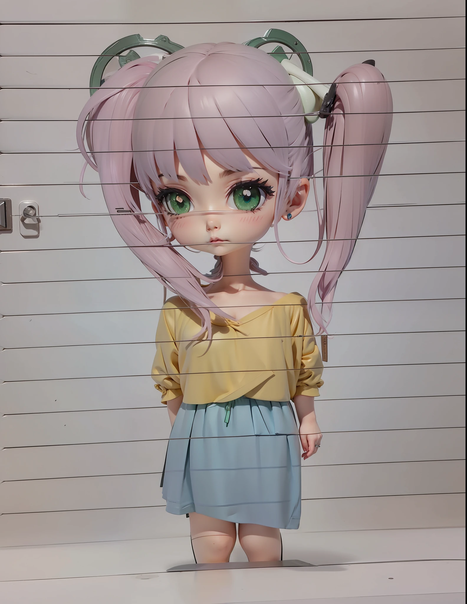 Estilo anime, ultra realista, cabelo rosa escuro e olhos verdes