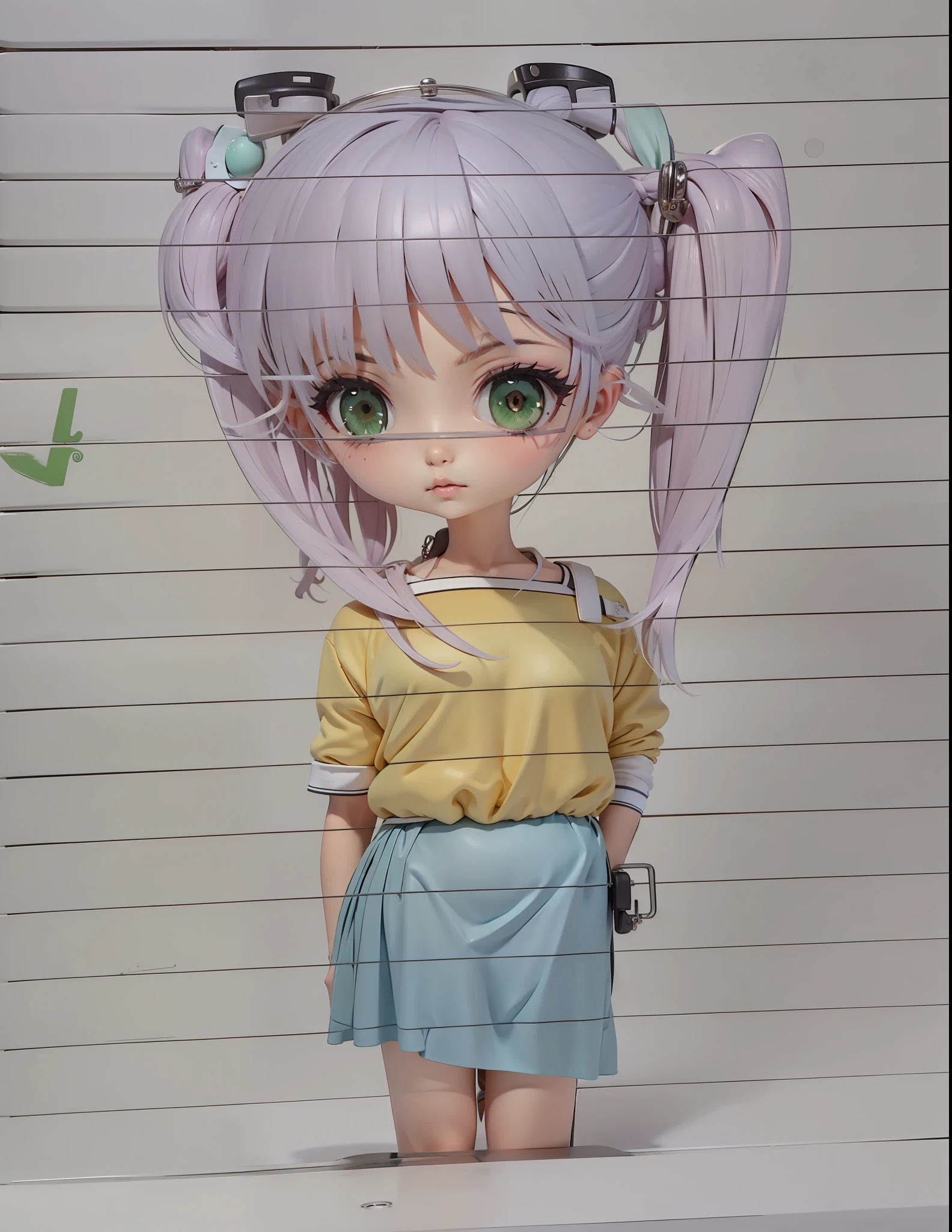 Estilo anime, ultra realista, cabelo rosa escuro e olhos verdes