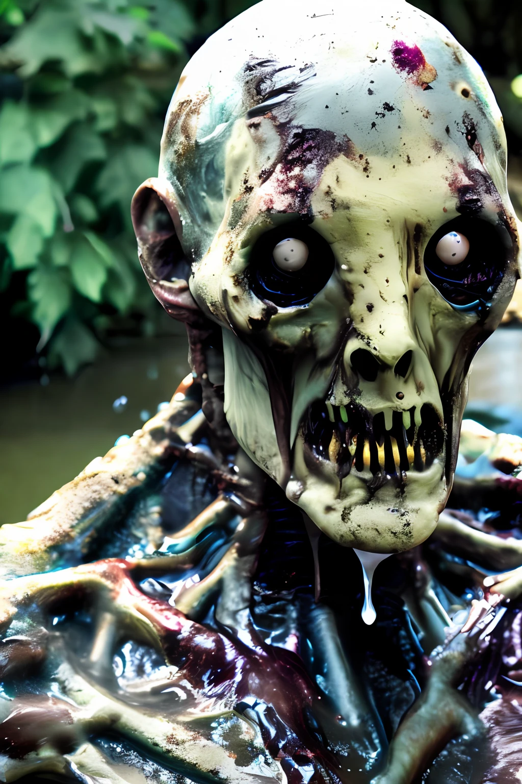 grotesque monster, sub surface scattering, shiny wet skin, bleeding eyes