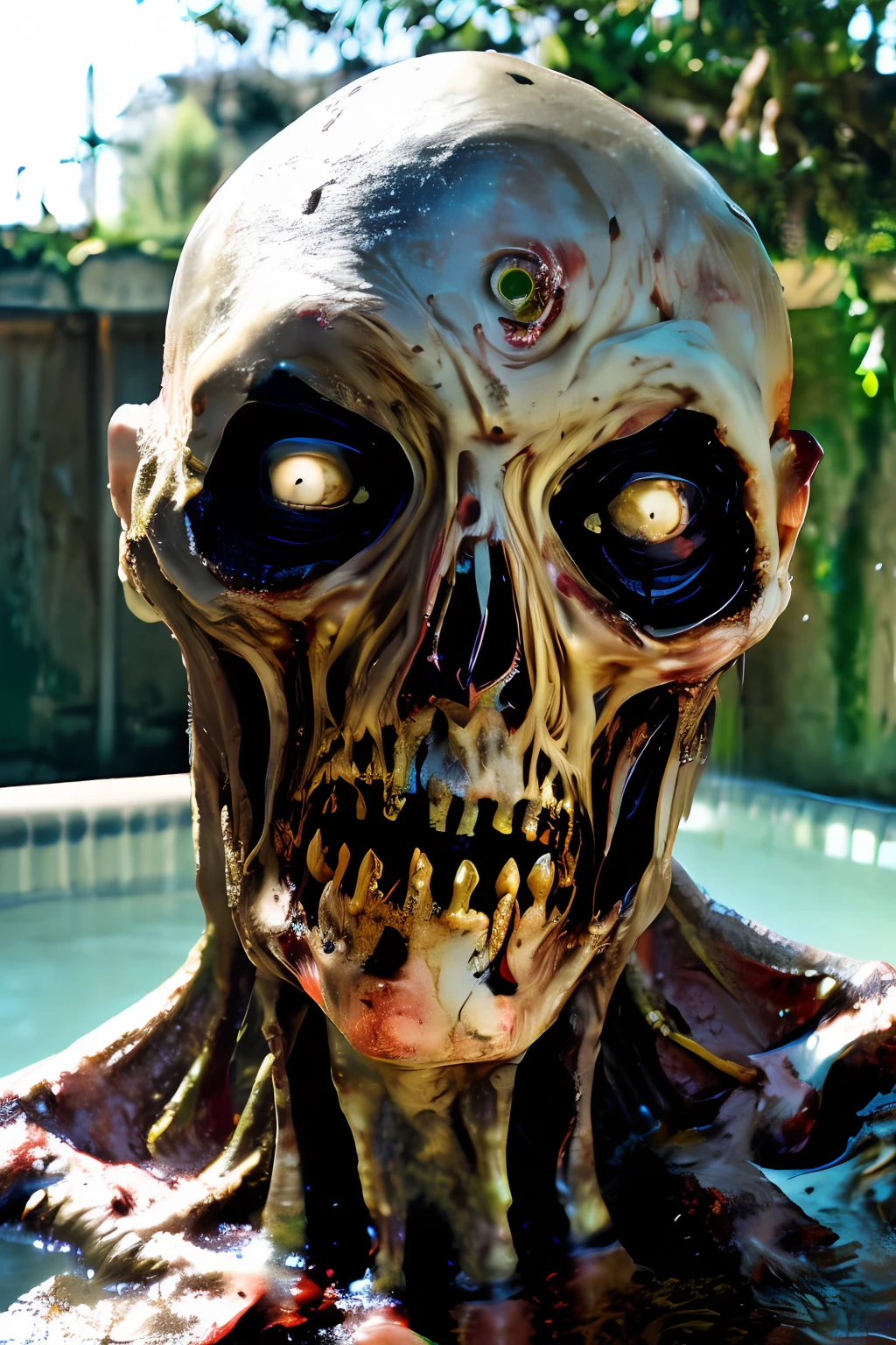 grotesque monster, sub surface scattering, shiny wet skin, bleeding eyes