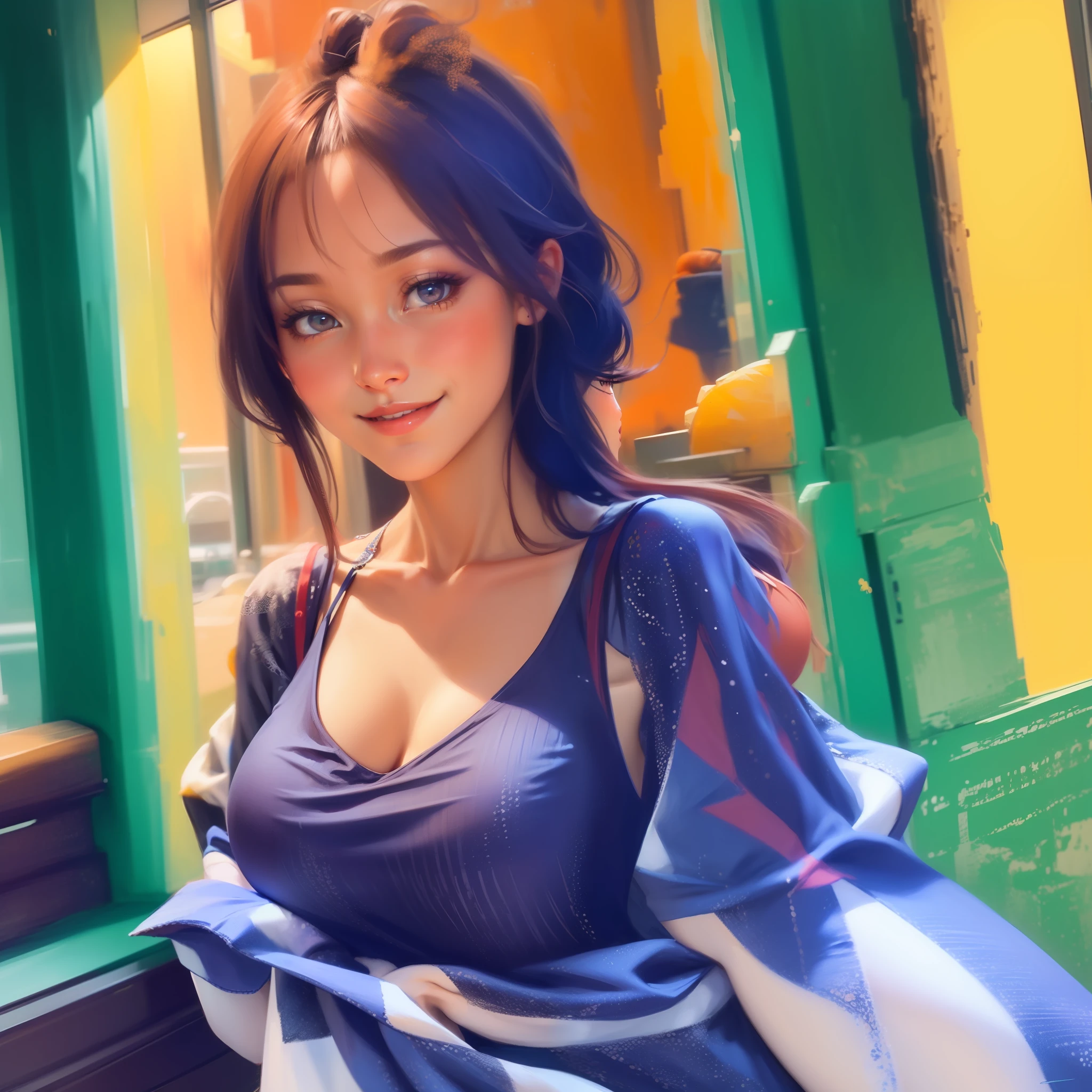 ((Best Quality, 8K, Masterpiece: 1.3)), 1girl, Slim Abs Beauty: 1.3, (Hairstyle Casual, Big Breasts: 1.2), Dress: 1.1, Super Fine Face, Delicate Eyes, Double Eyelids, Smile, Home