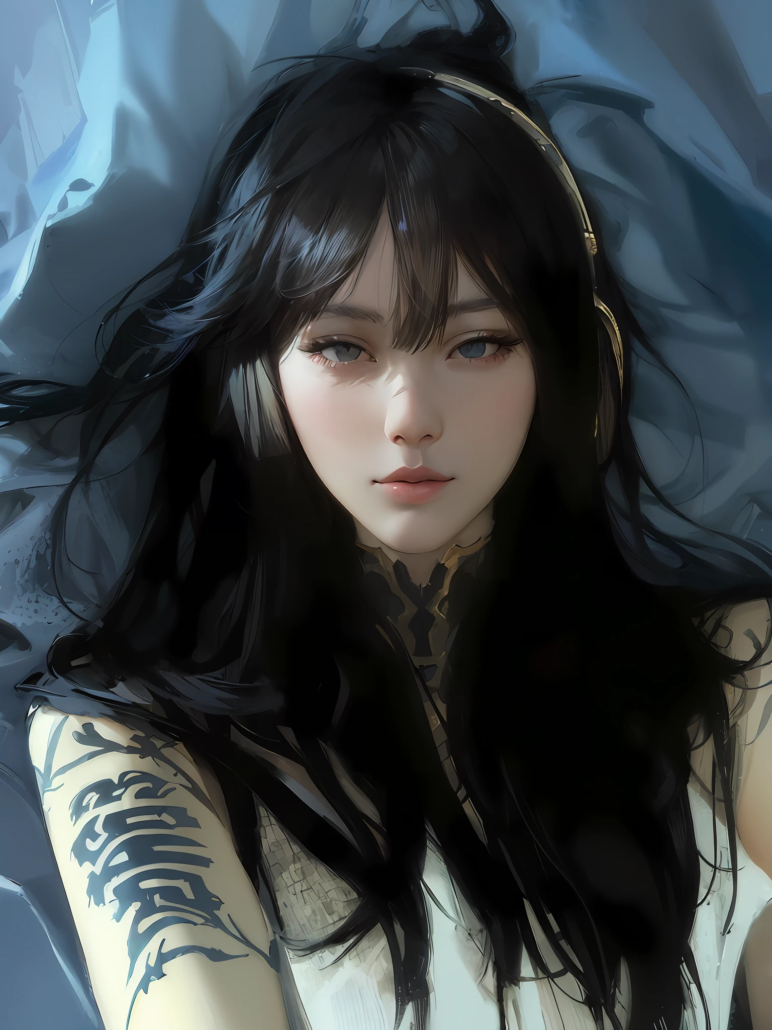 a close up of a woman with white hair and a white mask, beautiful character painting, guweiz, artwork in the style of guweiz, white haired deity, by Yang J, epic exquisite character art, stunning character art, by Fan Qi, by Wuzhun Shifan, guweiz on pixiv artstation