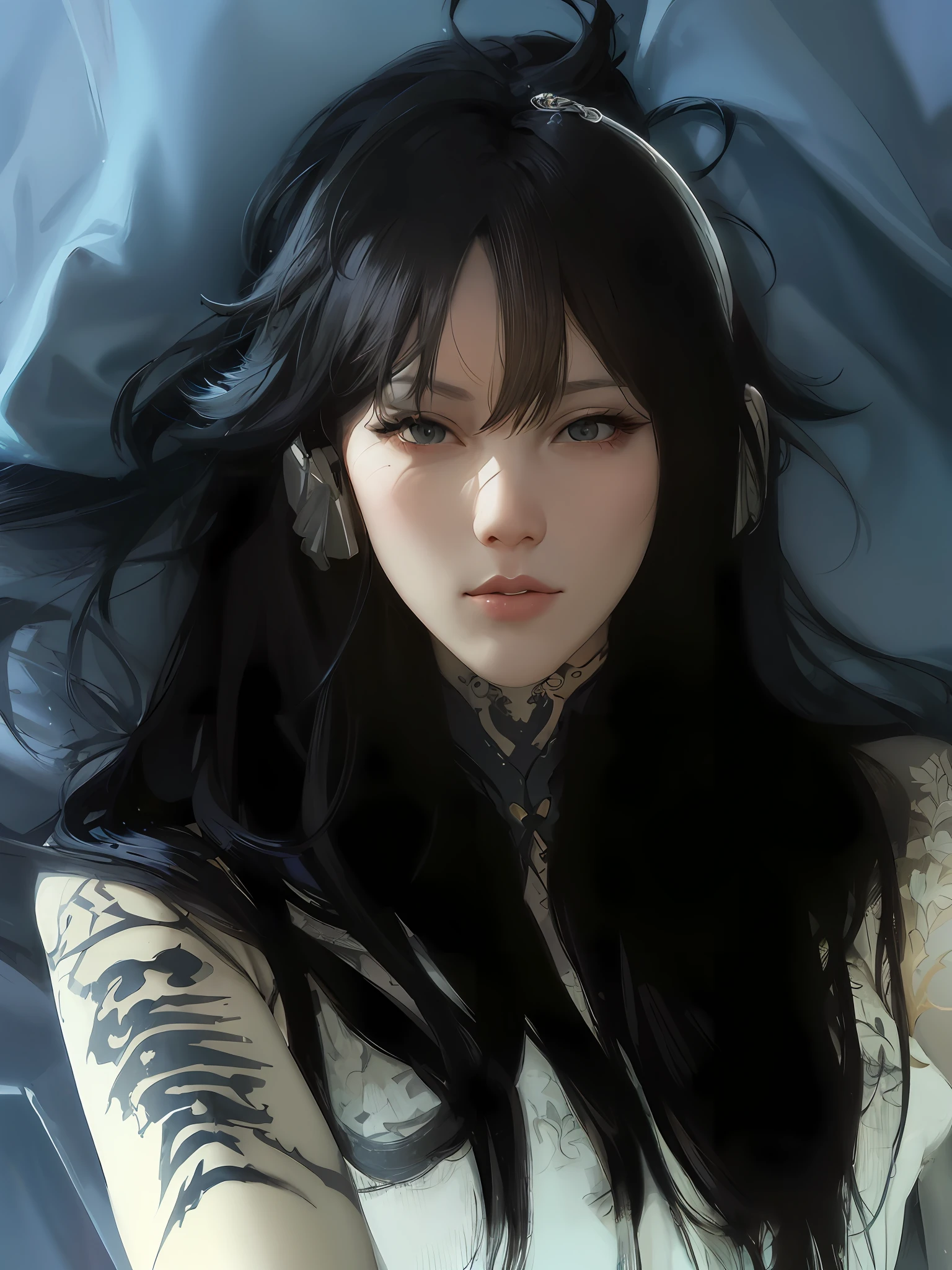a close up of a woman with white hair and a white mask, beautiful character painting, guweiz, artwork in the style of guweiz, white haired deity, by Yang J, epic exquisite character art, stunning character art, by Fan Qi, by Wuzhun Shifan, guweiz on pixiv artstation