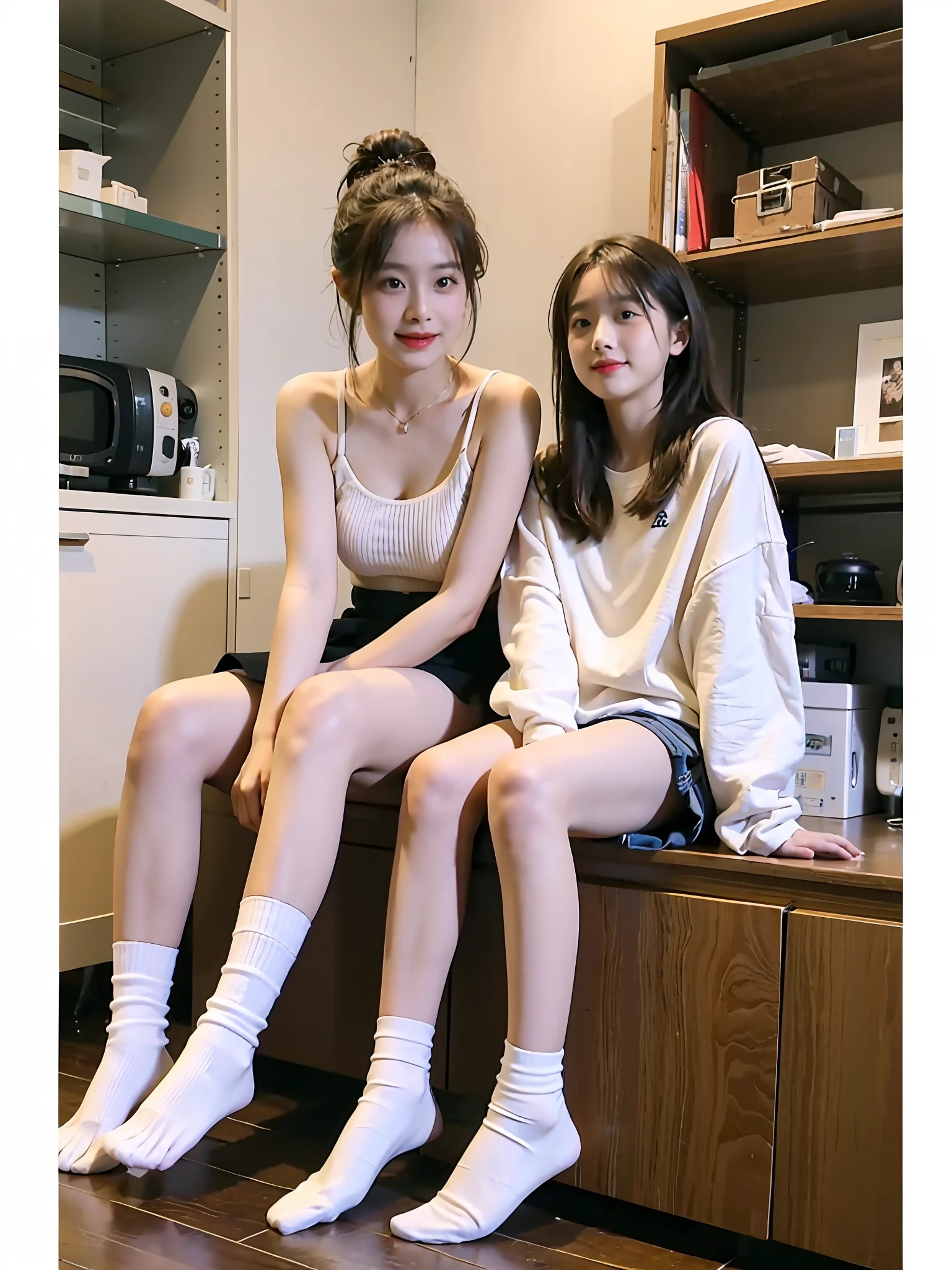 white short socks,without wearing shoes,best qualtiy,tmasterpiece,超高分辨率,(realisticlying:1.4),s girl