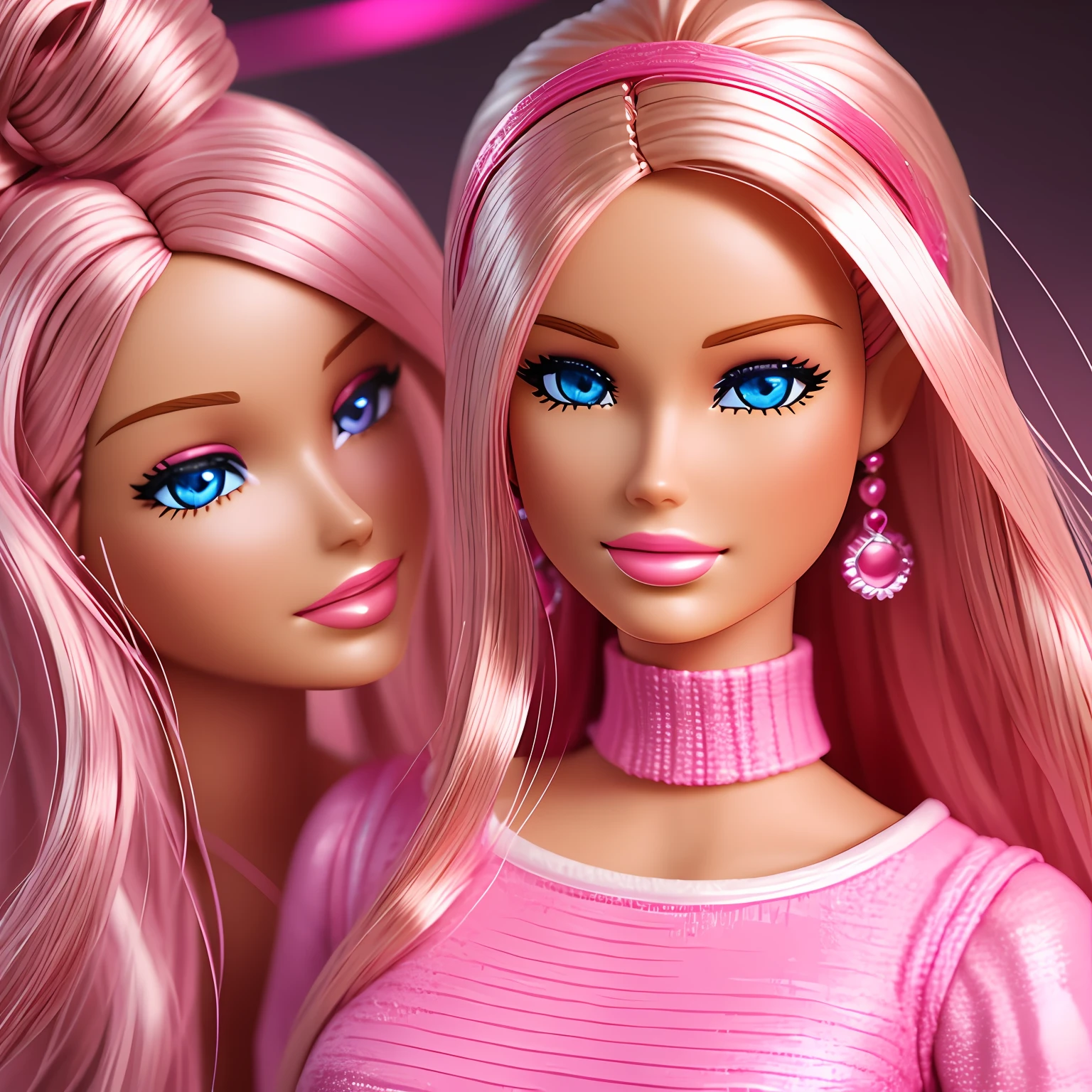 create a barbie doll image focus on pink tones and ultra realistic 3d image --auto