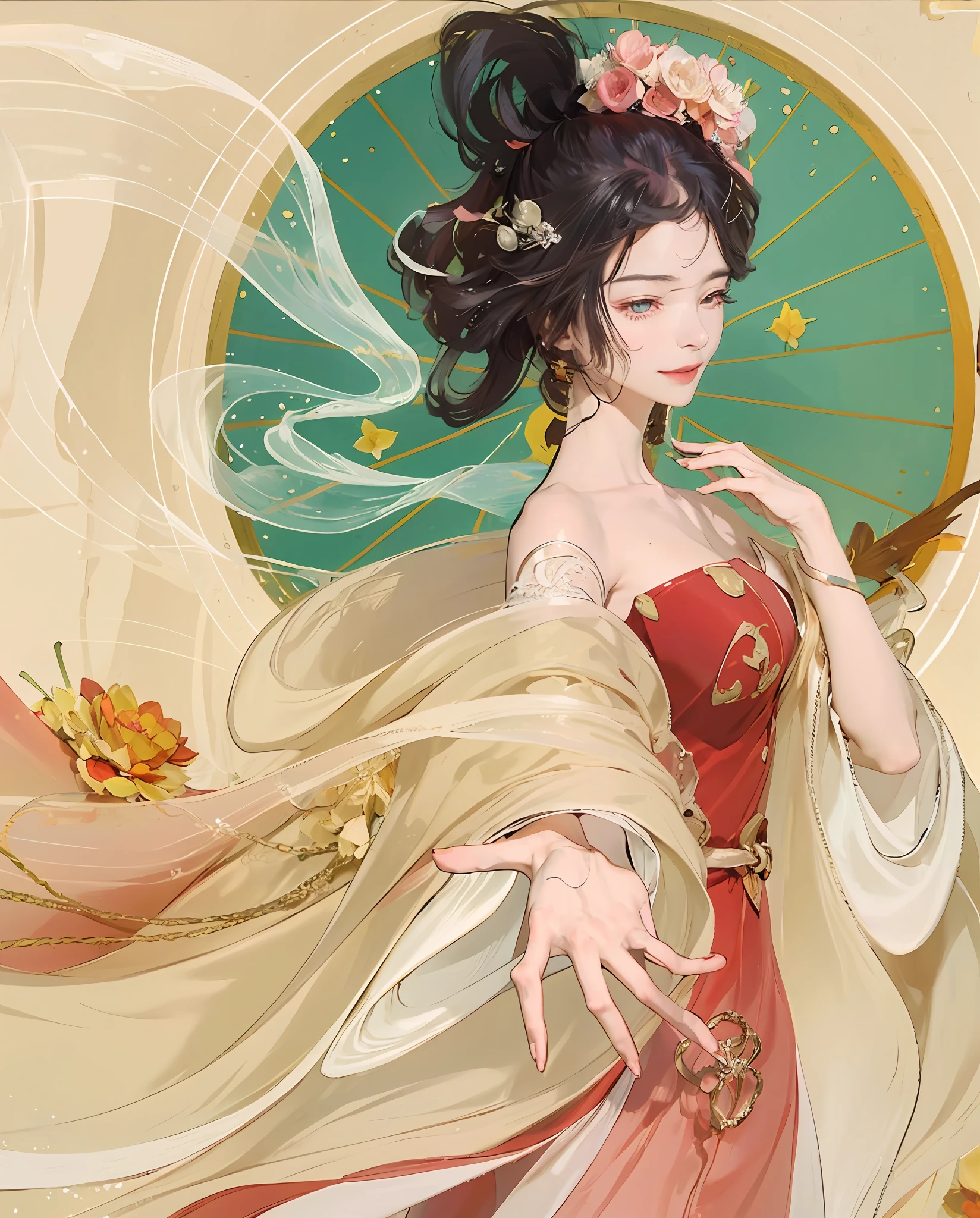 the anime, a beaut, Milo, A slight smile, blushful, hiquality, detailing, lotus, Sexually mature, big breastes