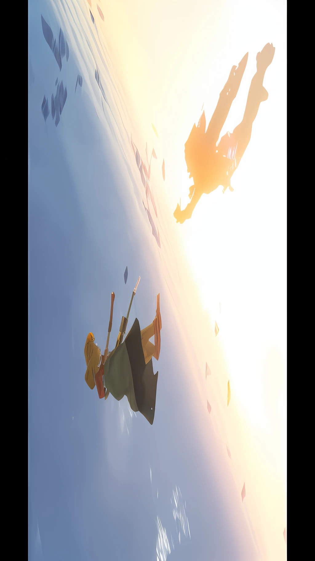 sky，zelda falling ，link reaching for zelda