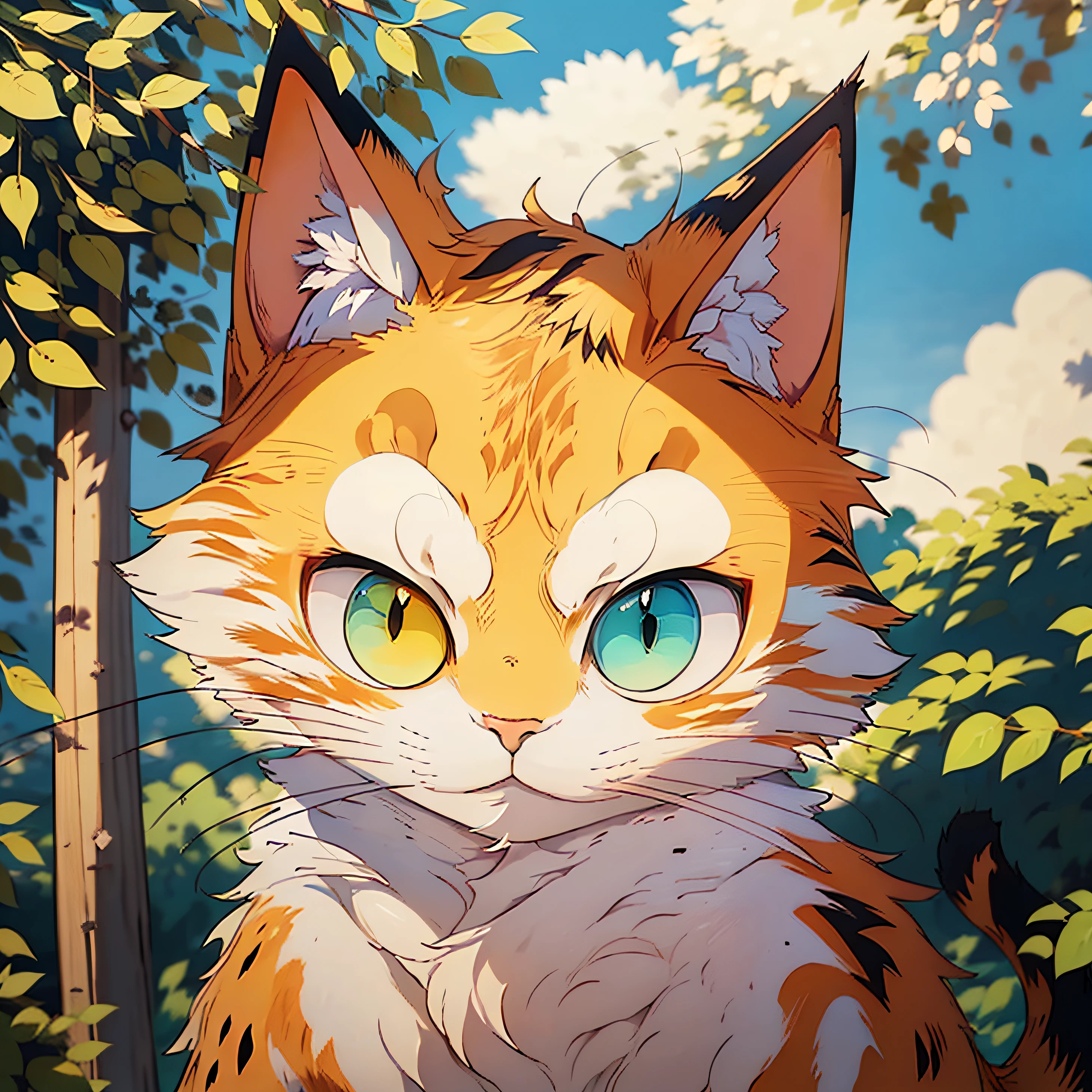 gato anime com olhos azuis e verdes, arte digital detalhada bonito, gato anime, visual anime de um gato bonito, gato anime realista, cat fan art , fanart detalhado, arte detalhada bonito, Arte Zerochan, arte digital bonito, Arte digital no Pixiv, arte peluda muito bonita, gato anime bonito, gato detalhado