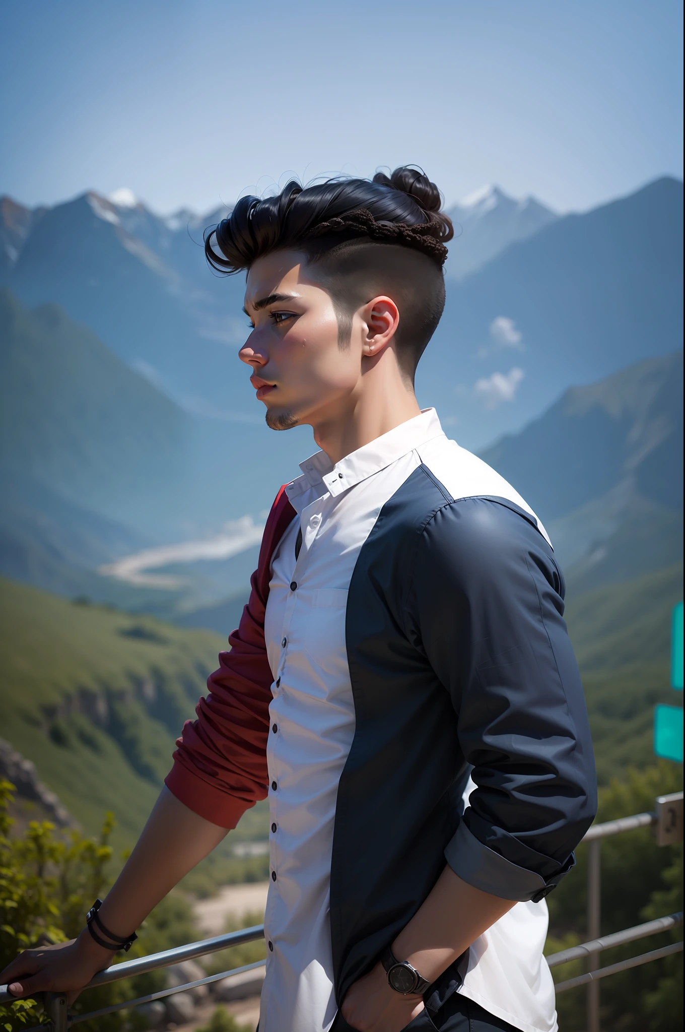 Cool hair with mountain