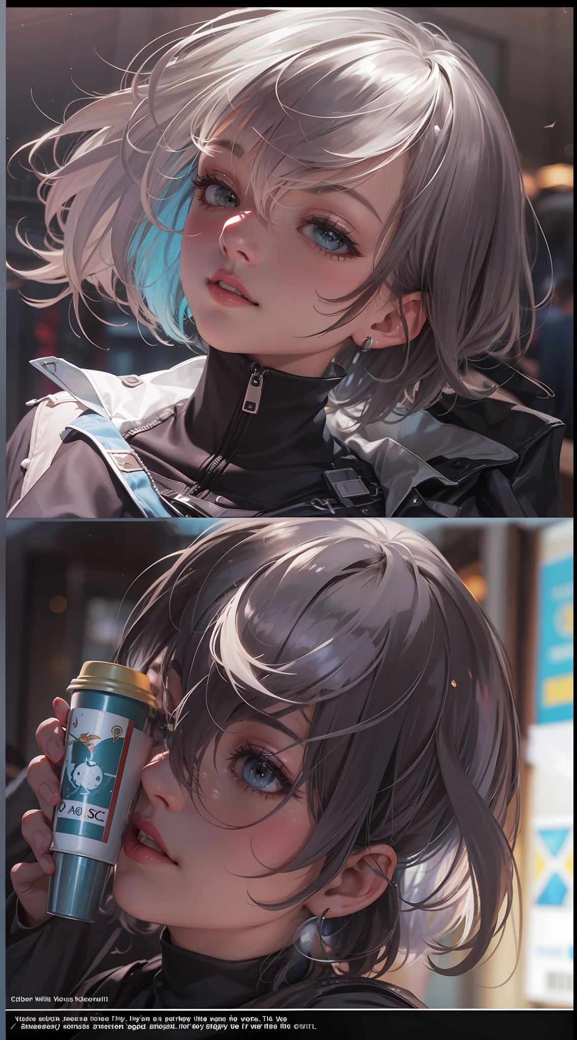 tmasterpiece,Best quality at best,highers,1girll,beauitful face,((best qualtiy)), ((tmasterpiece)), (A detailed:1.4),((full bodyesbian)),Enhanced dynamic perspective,(beautiful sexy girl,short detailed hair,Denim long skirt,Sitting in a street coffee shop,drinking a coffee),kawa,(Lunette de soleil),Come to me,Future sci-fi city street,Egg-shaped building,((Lateral face)),Street photography,Bright colors,nighttime scene,high qulity,super-fine,Detailed pubic hair,Accurate,Cinematic lighting,face_Focus,(Announcer),(NSFW)