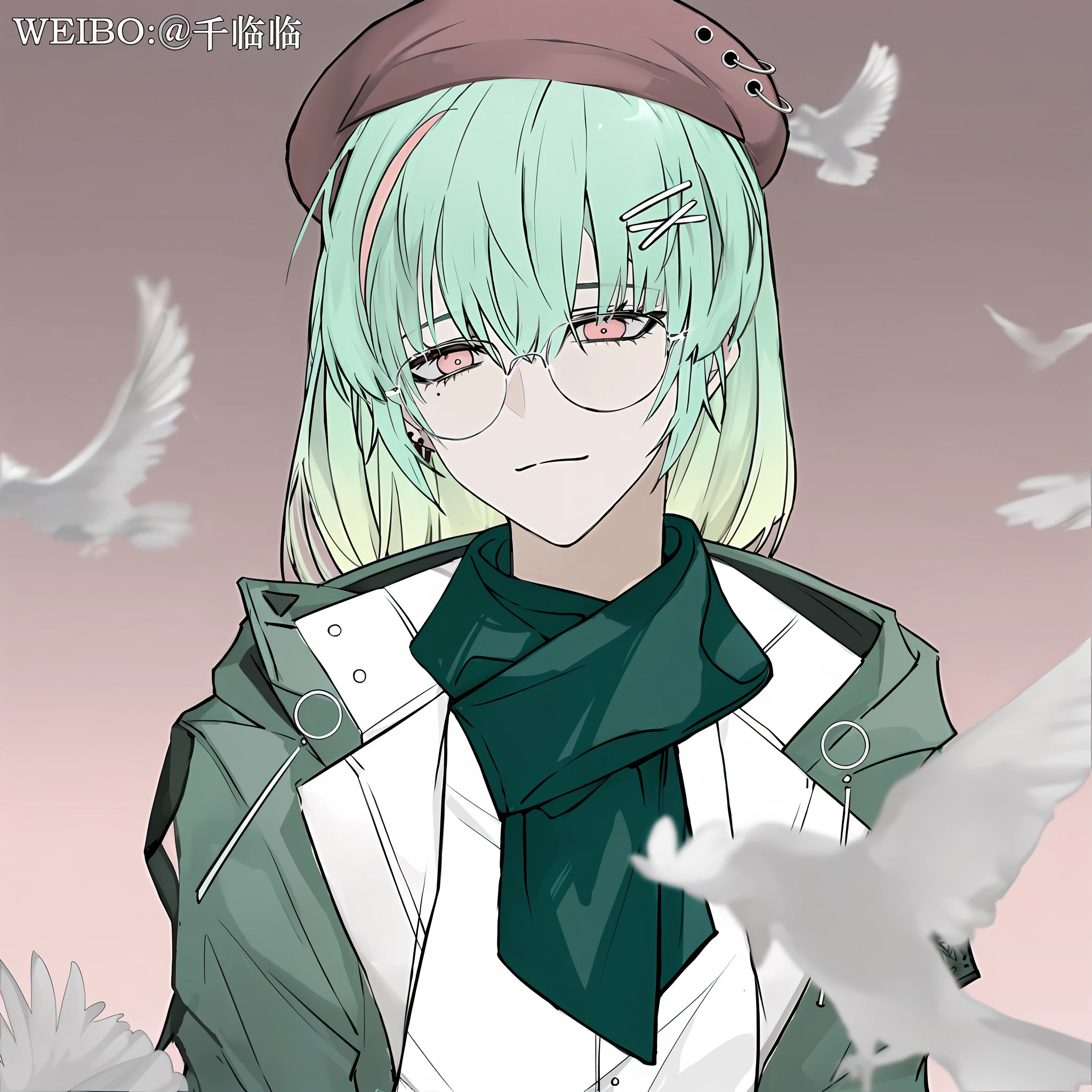 Anime girl with green hair and glasses and green hat, mikudayo, 2 d anime style, anime moe art style, from touhou, Anime girl with teal hair, zerochan, !!No glasses, wataru kajika, author:Ei-Q, author:Shitao, in an anime style, Guviz,
