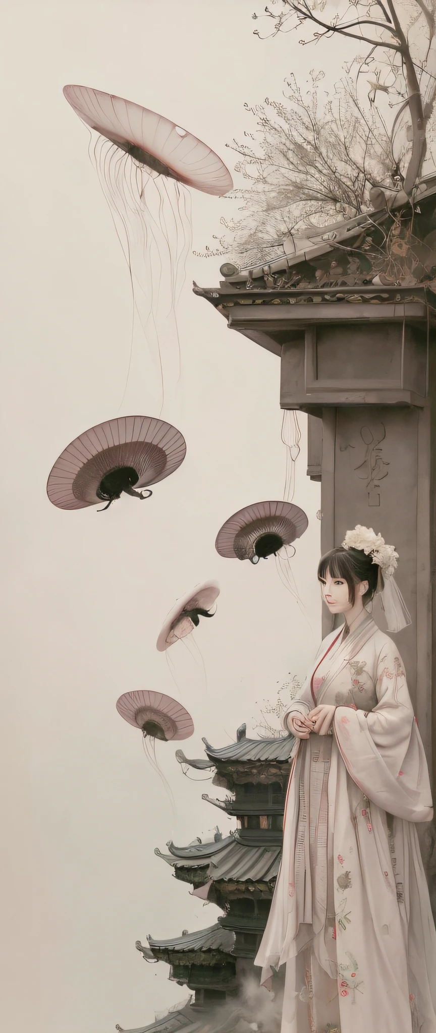 ((4k,masterpiece,best quality)), shuimobysim, traditional chinese ink painting, lotus, hanfu, maxiskit, dress conservatively
Insanely Detailed MOTHER SHIPS OF THE ALIENS INVASION Biomechanical JELLYFISH MADE OF WHITE PALE SLIME, Painting By Ismail_Inceoglu Tom Bagshaw Dan Witz CGSociety Fantasy Art 4