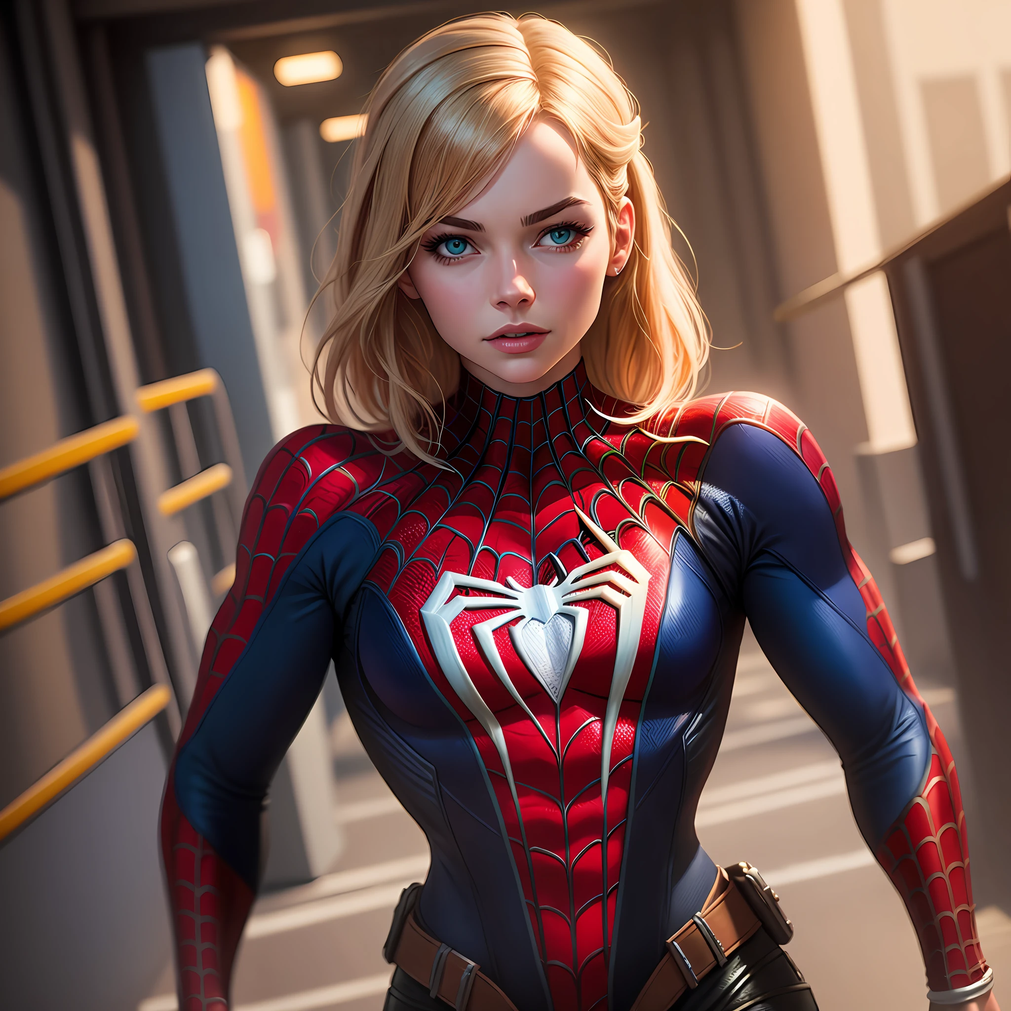 (digital painting),(best quality), 8k ultra-realistic, The Amazing Spiderman, Gwen Stacy, Romantic